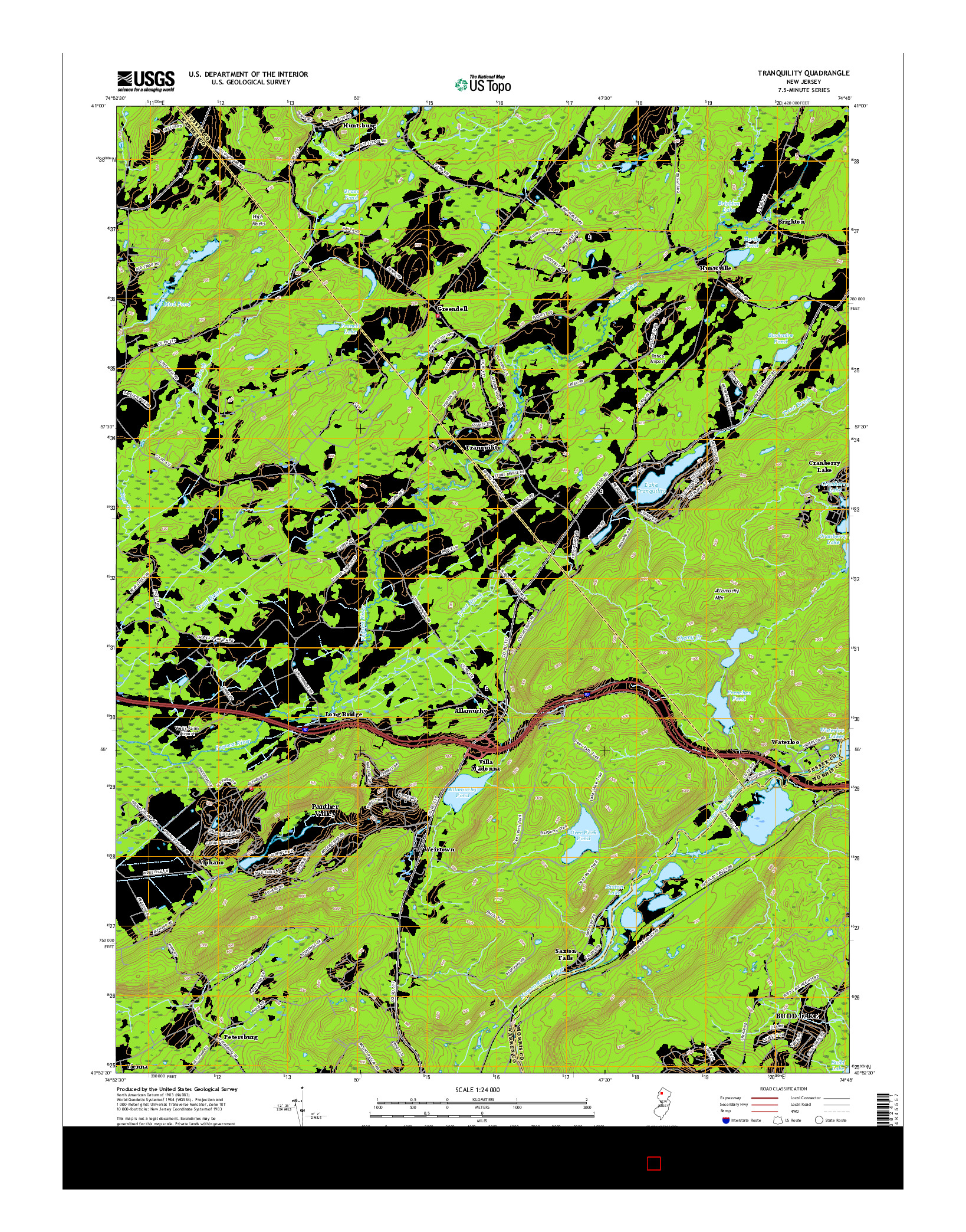 USGS US TOPO 7.5-MINUTE MAP FOR TRANQUILITY, NJ 2016