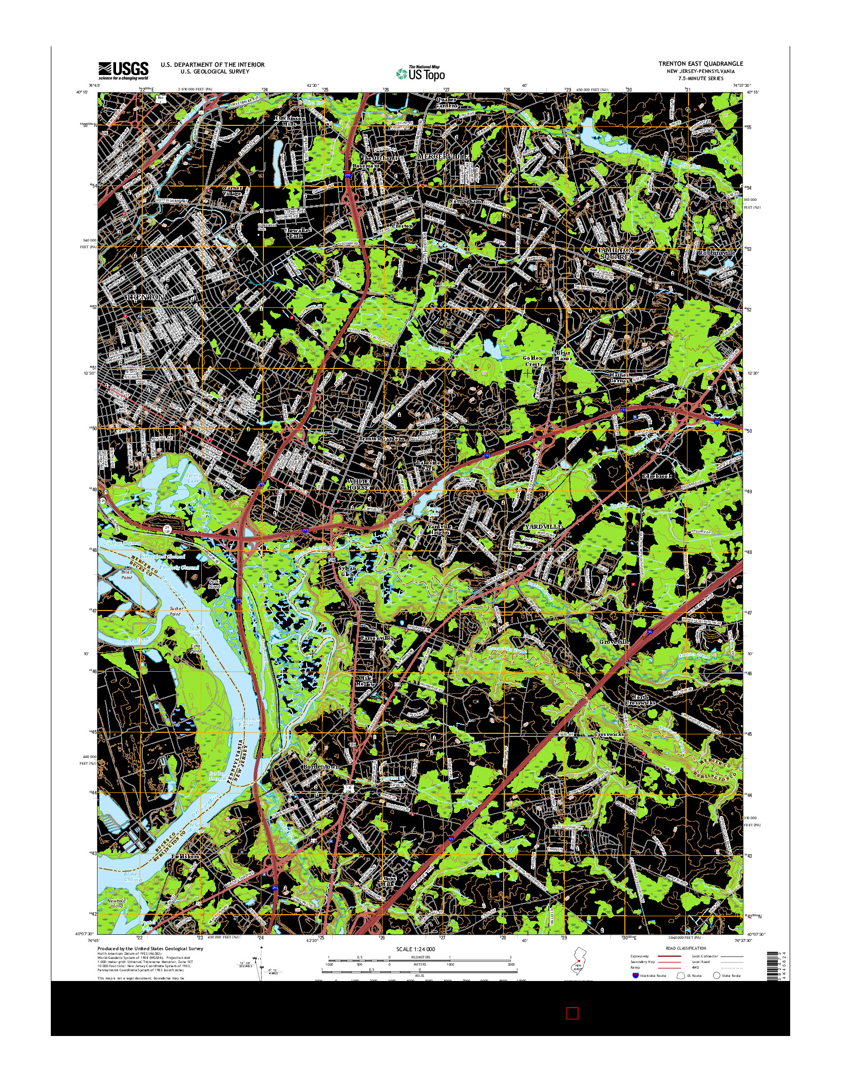 USGS US TOPO 7.5-MINUTE MAP FOR TRENTON EAST, NJ-PA 2016