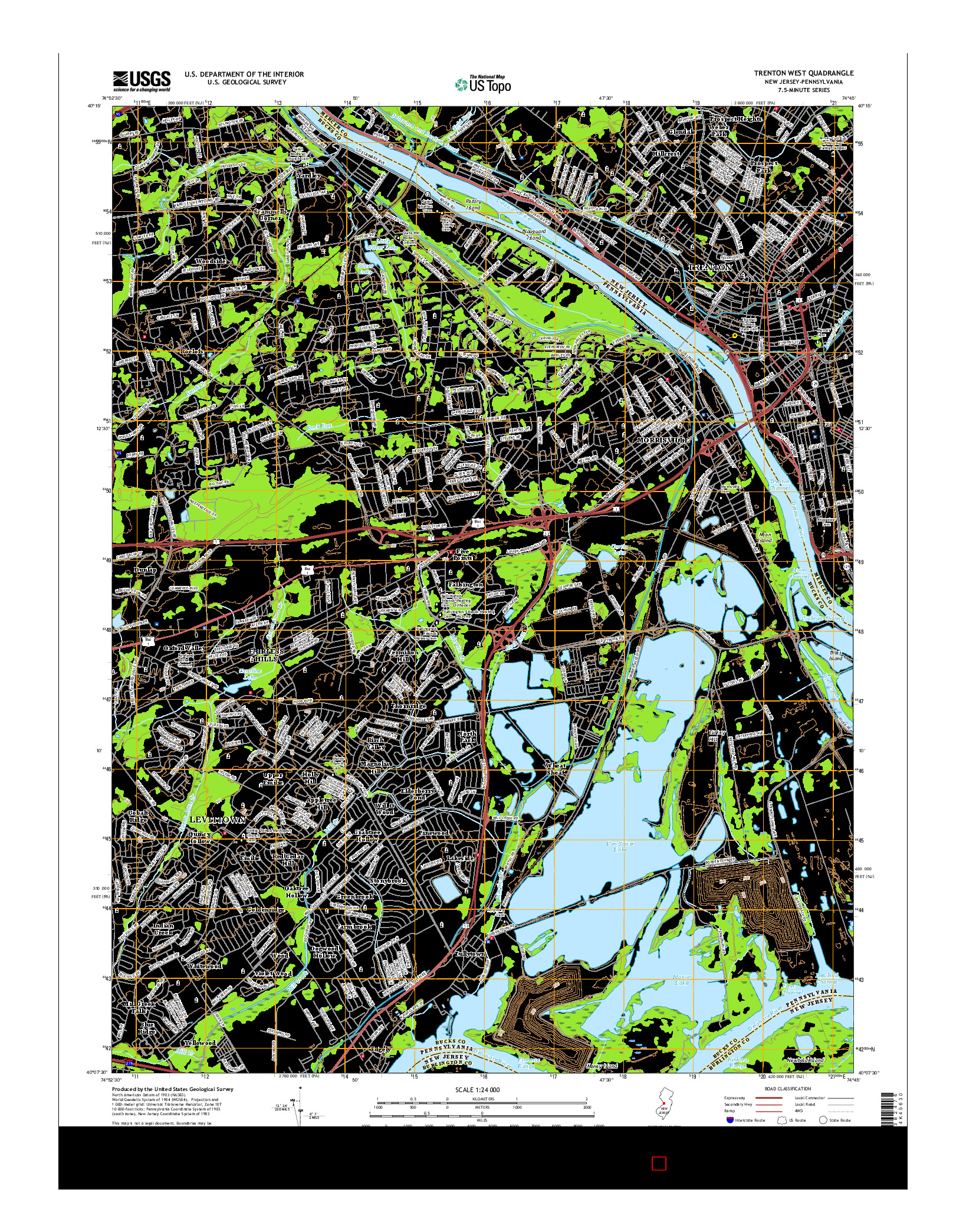 USGS US TOPO 7.5-MINUTE MAP FOR TRENTON WEST, NJ-PA 2016