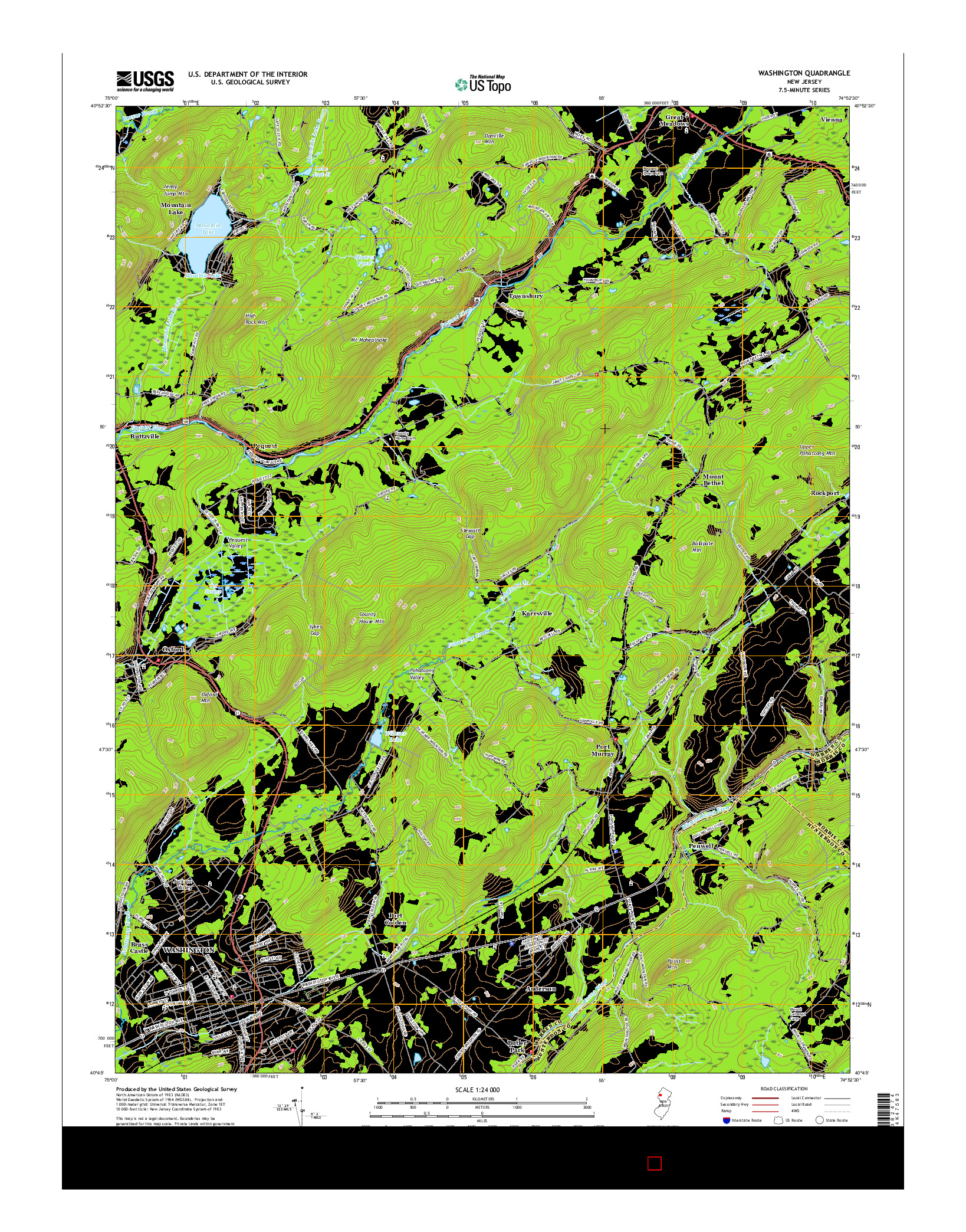 USGS US TOPO 7.5-MINUTE MAP FOR WASHINGTON, NJ 2016