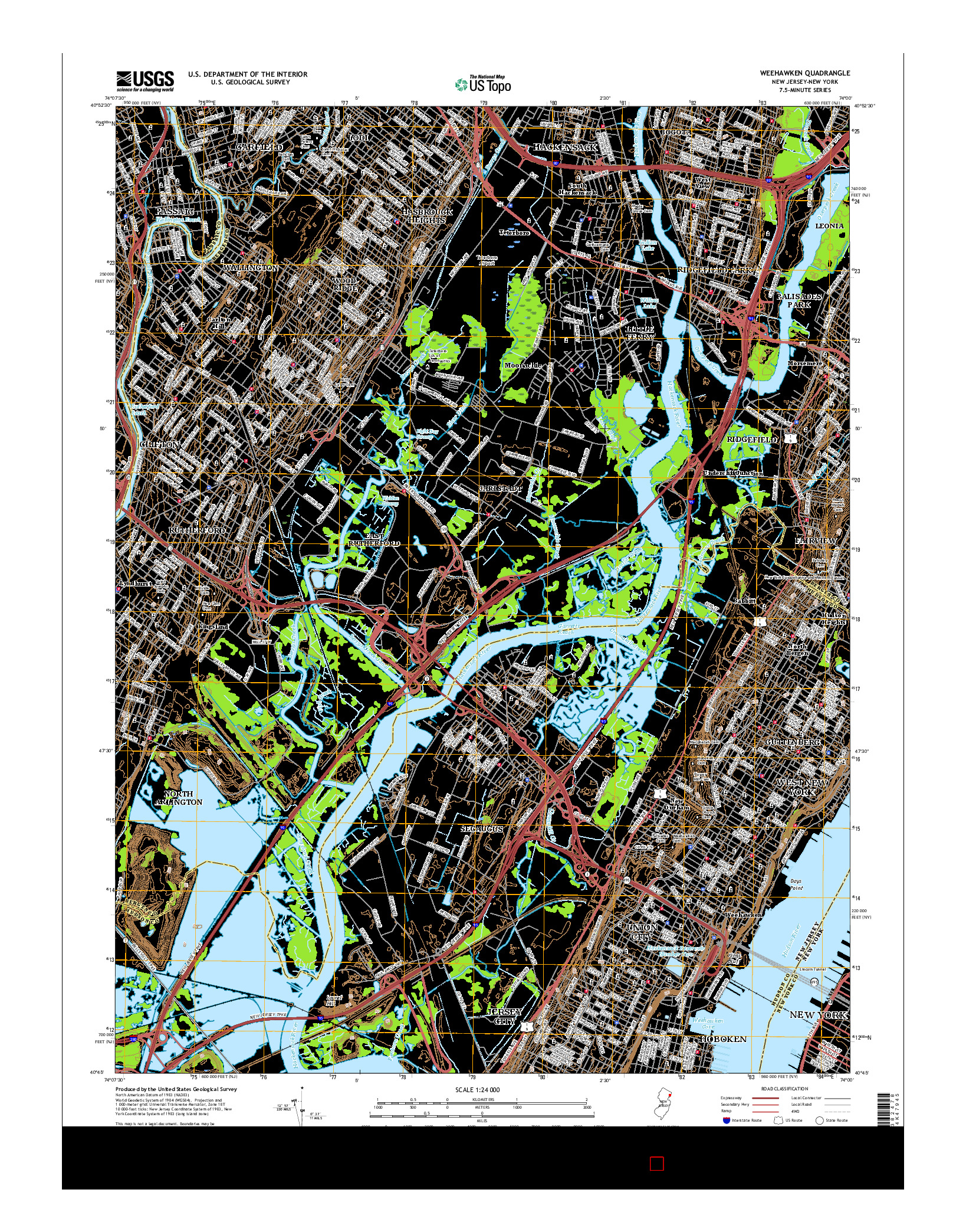 USGS US TOPO 7.5-MINUTE MAP FOR WEEHAWKEN, NJ-NY 2016