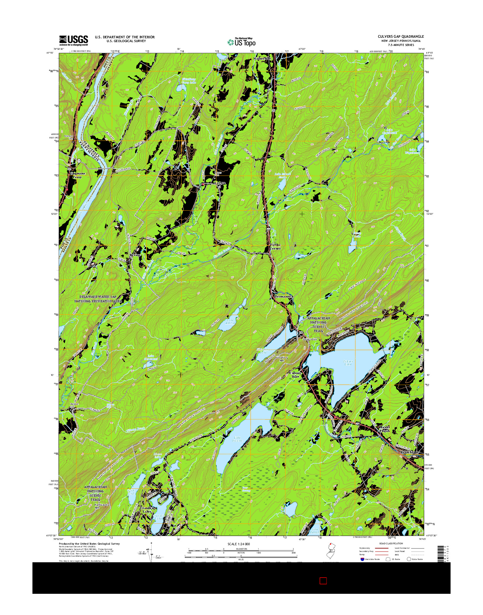 USGS US TOPO 7.5-MINUTE MAP FOR CULVERS GAP, NJ-PA 2016