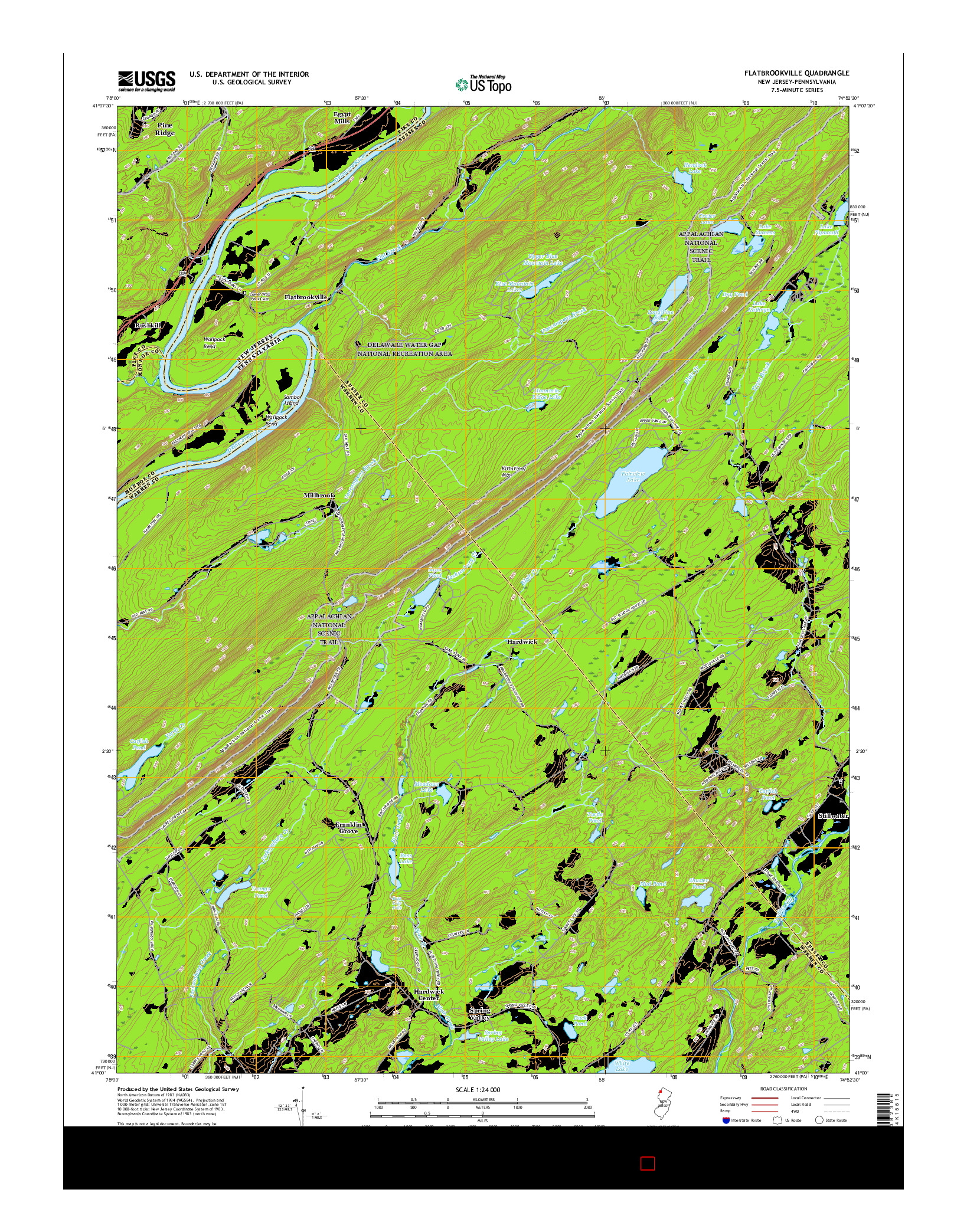 USGS US TOPO 7.5-MINUTE MAP FOR FLATBROOKVILLE, NJ-PA 2016