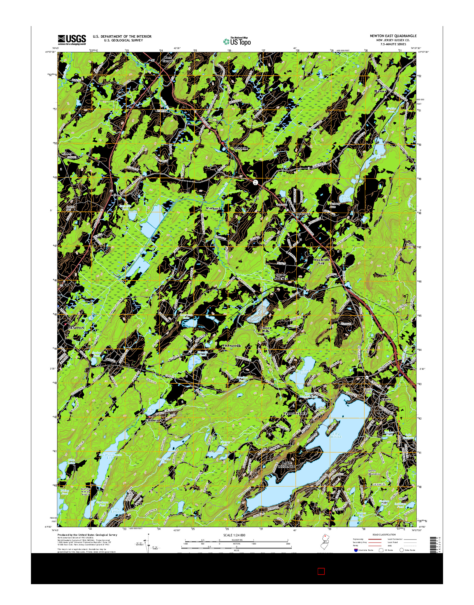 USGS US TOPO 7.5-MINUTE MAP FOR NEWTON EAST, NJ 2016