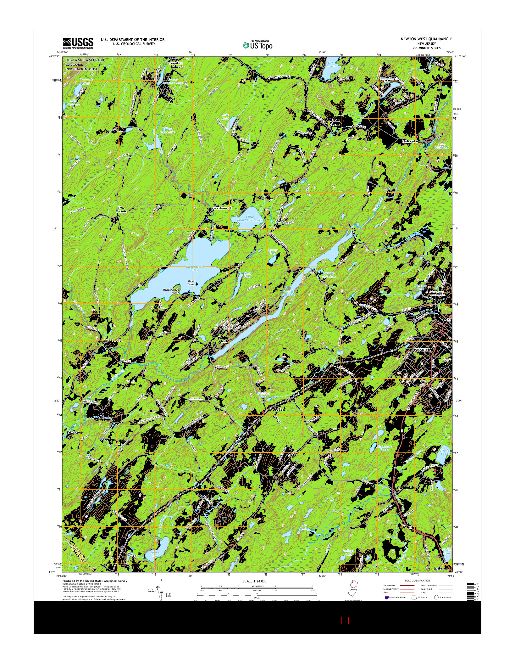 USGS US TOPO 7.5-MINUTE MAP FOR NEWTON WEST, NJ 2016