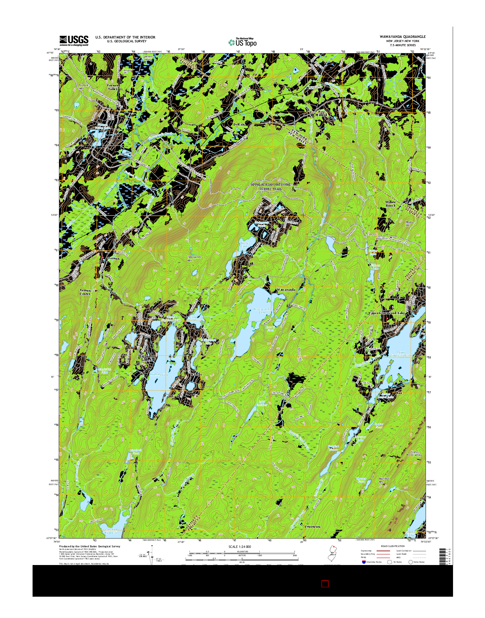 USGS US TOPO 7.5-MINUTE MAP FOR WAWAYANDA, NJ-NY 2016