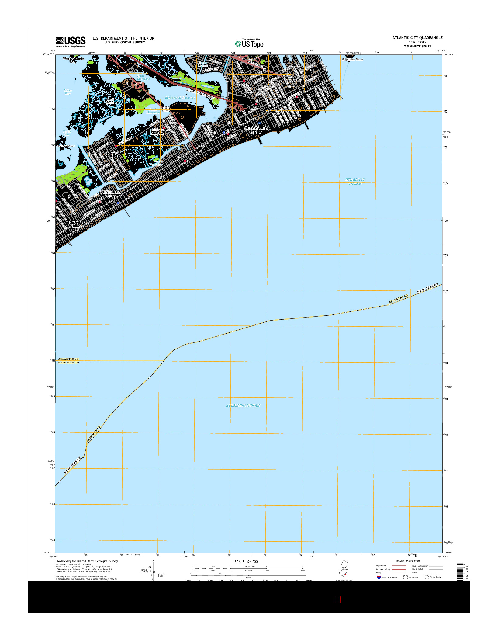 USGS US TOPO 7.5-MINUTE MAP FOR ATLANTIC CITY, NJ 2016