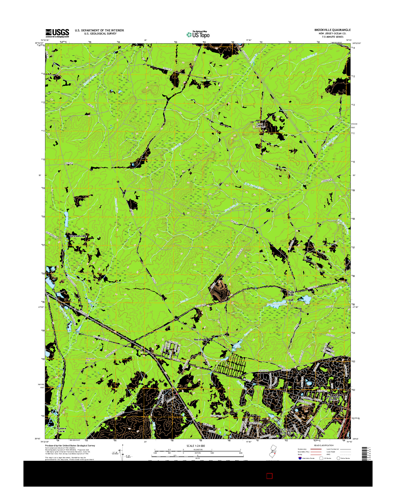 USGS US TOPO 7.5-MINUTE MAP FOR BROOKVILLE, NJ 2016