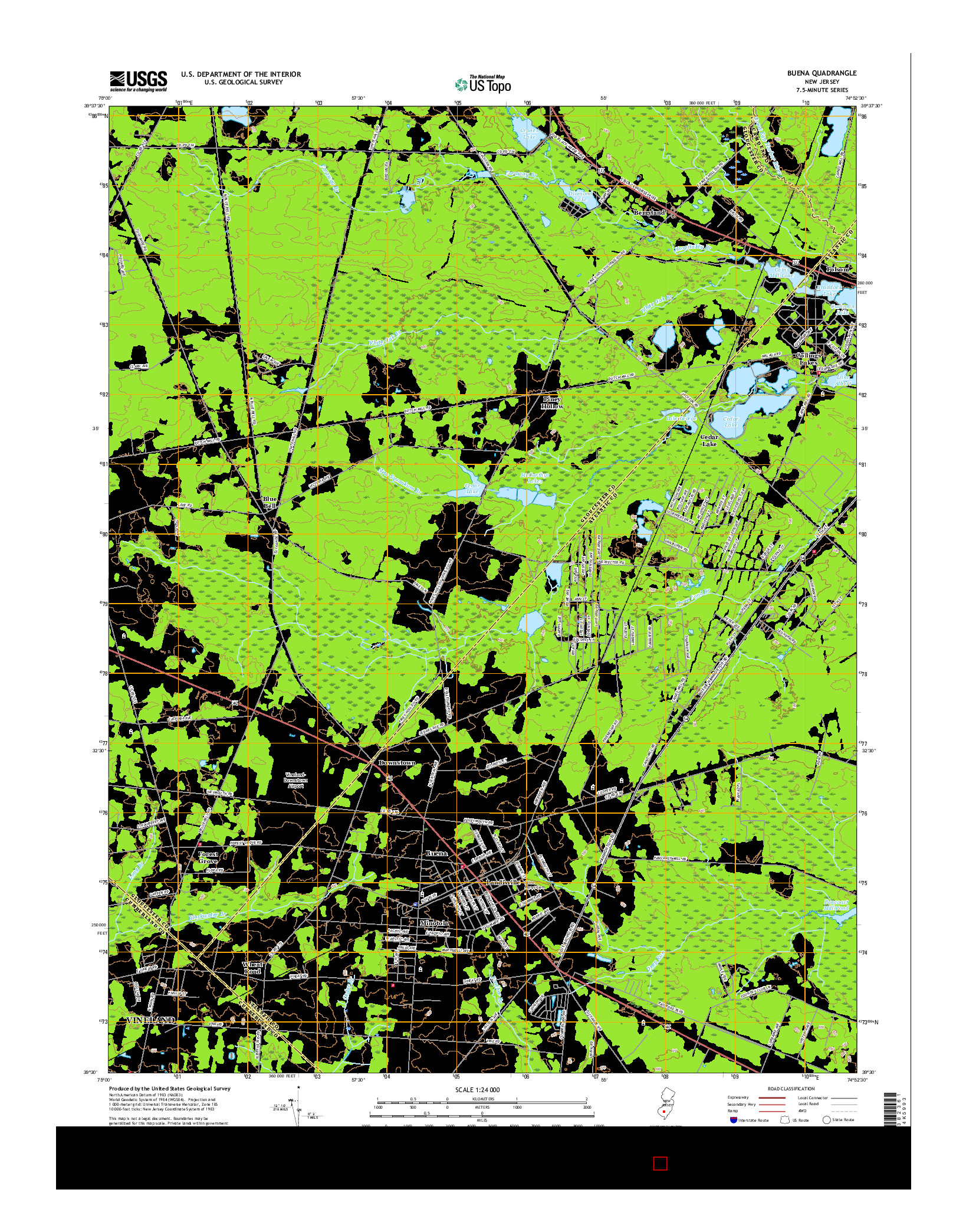 USGS US TOPO 7.5-MINUTE MAP FOR BUENA, NJ 2016