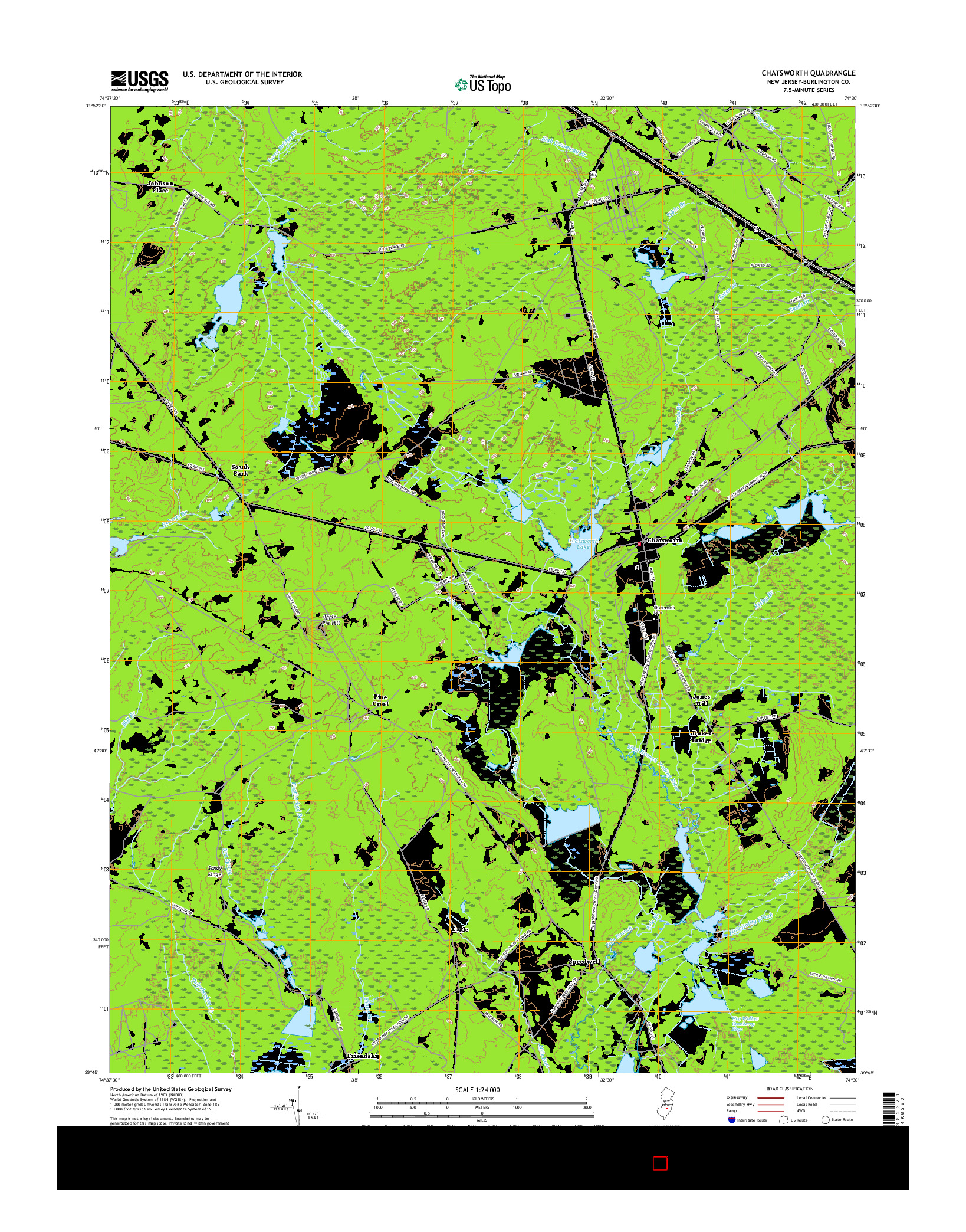USGS US TOPO 7.5-MINUTE MAP FOR CHATSWORTH, NJ 2016