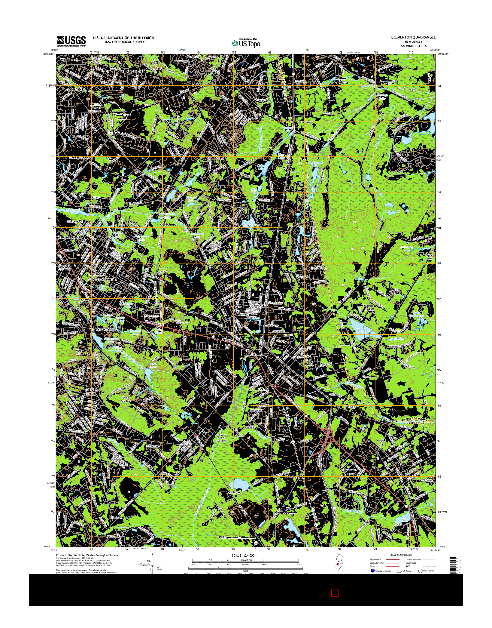 USGS US TOPO 7.5-MINUTE MAP FOR CLEMENTON, NJ 2016