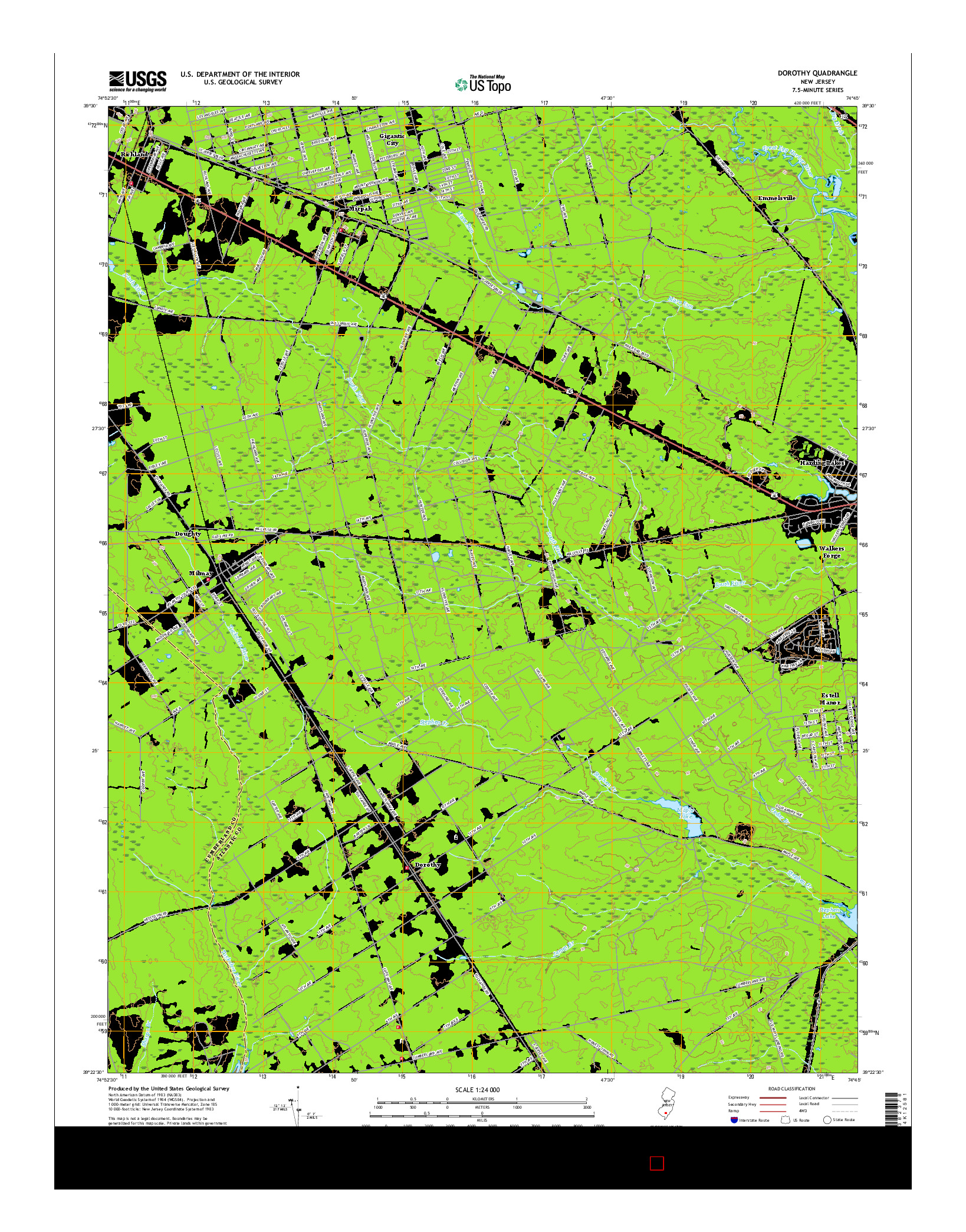 USGS US TOPO 7.5-MINUTE MAP FOR DOROTHY, NJ 2016