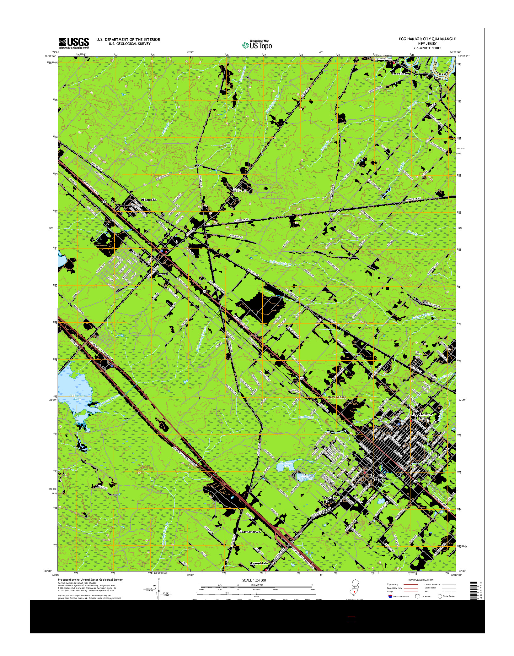 USGS US TOPO 7.5-MINUTE MAP FOR EGG HARBOR CITY, NJ 2016