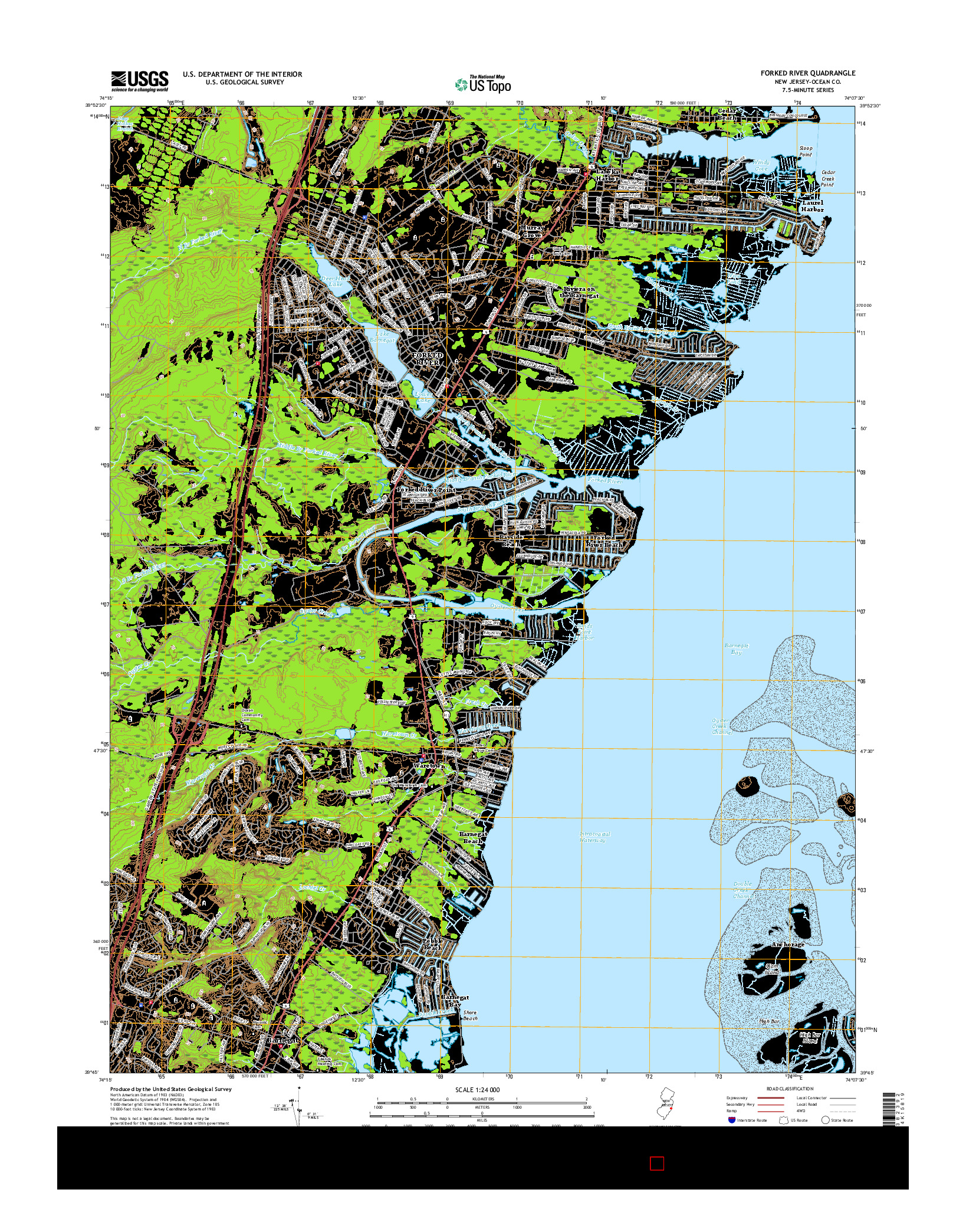 USGS US TOPO 7.5-MINUTE MAP FOR FORKED RIVER, NJ 2016