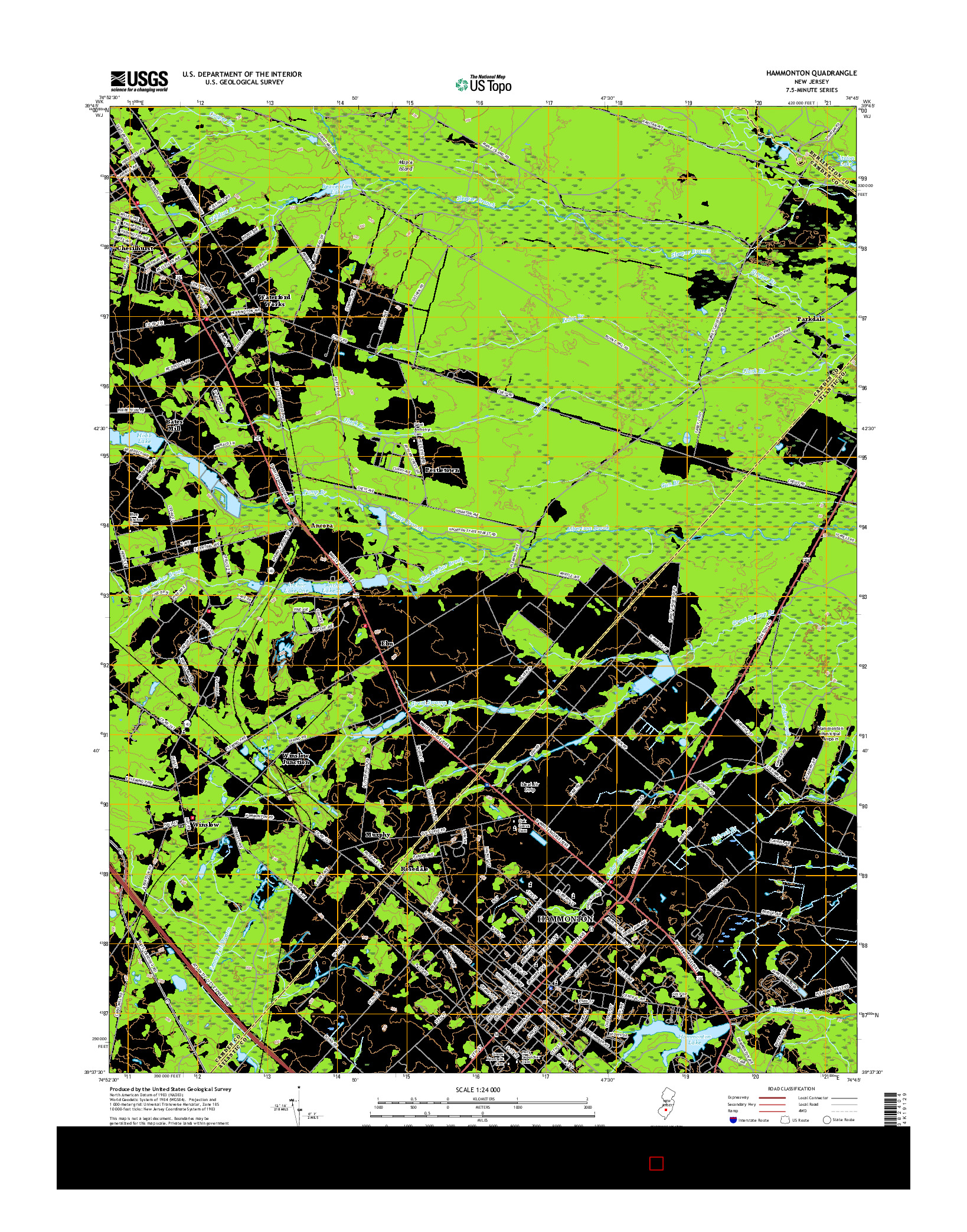 USGS US TOPO 7.5-MINUTE MAP FOR HAMMONTON, NJ 2016