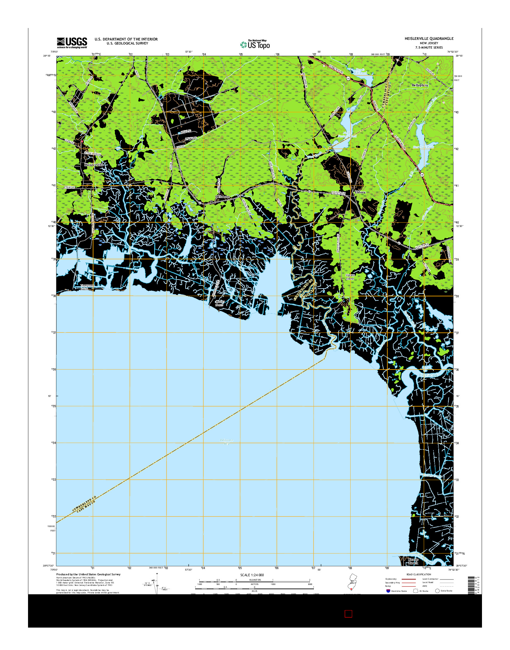USGS US TOPO 7.5-MINUTE MAP FOR HEISLERVILLE, NJ 2016