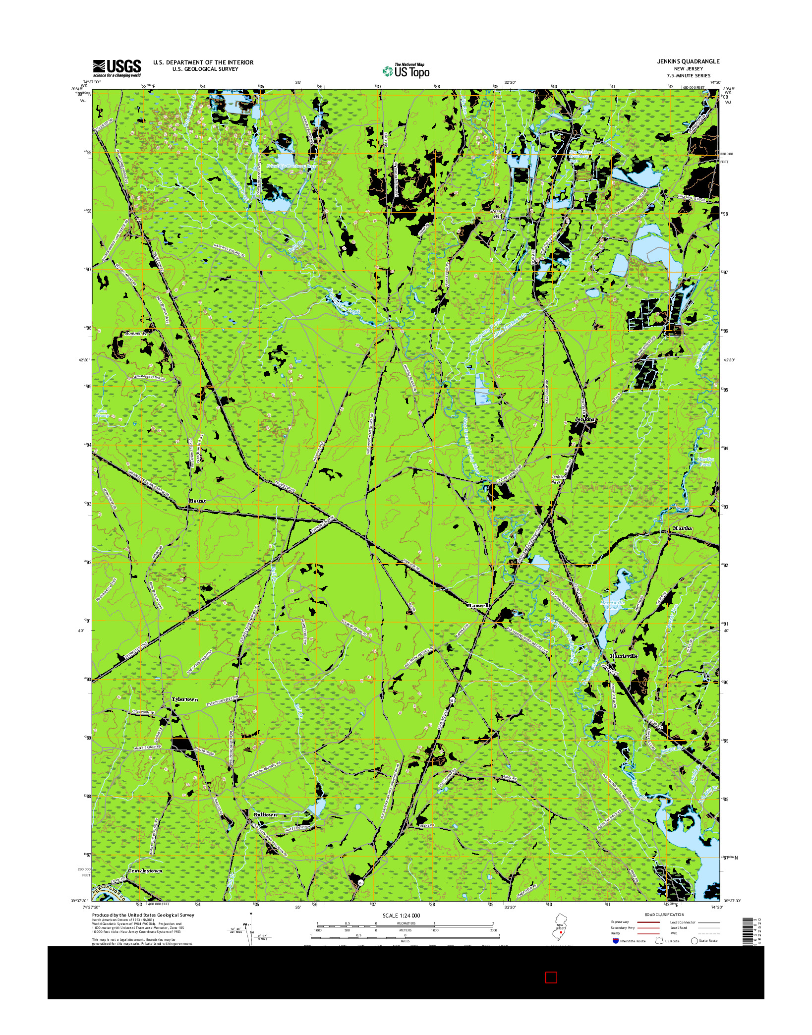 USGS US TOPO 7.5-MINUTE MAP FOR JENKINS, NJ 2016