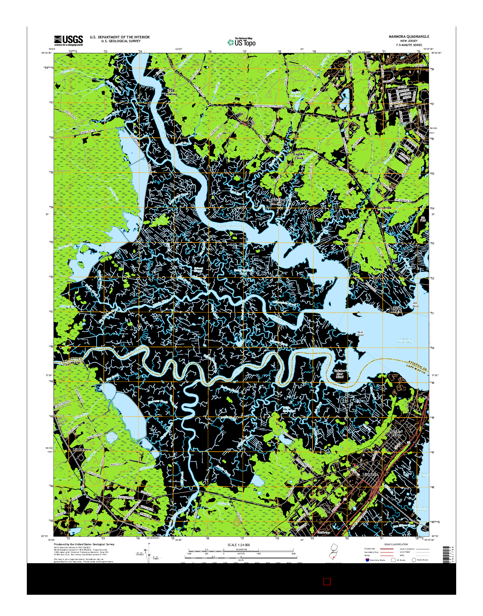USGS US TOPO 7.5-MINUTE MAP FOR MARMORA, NJ 2016