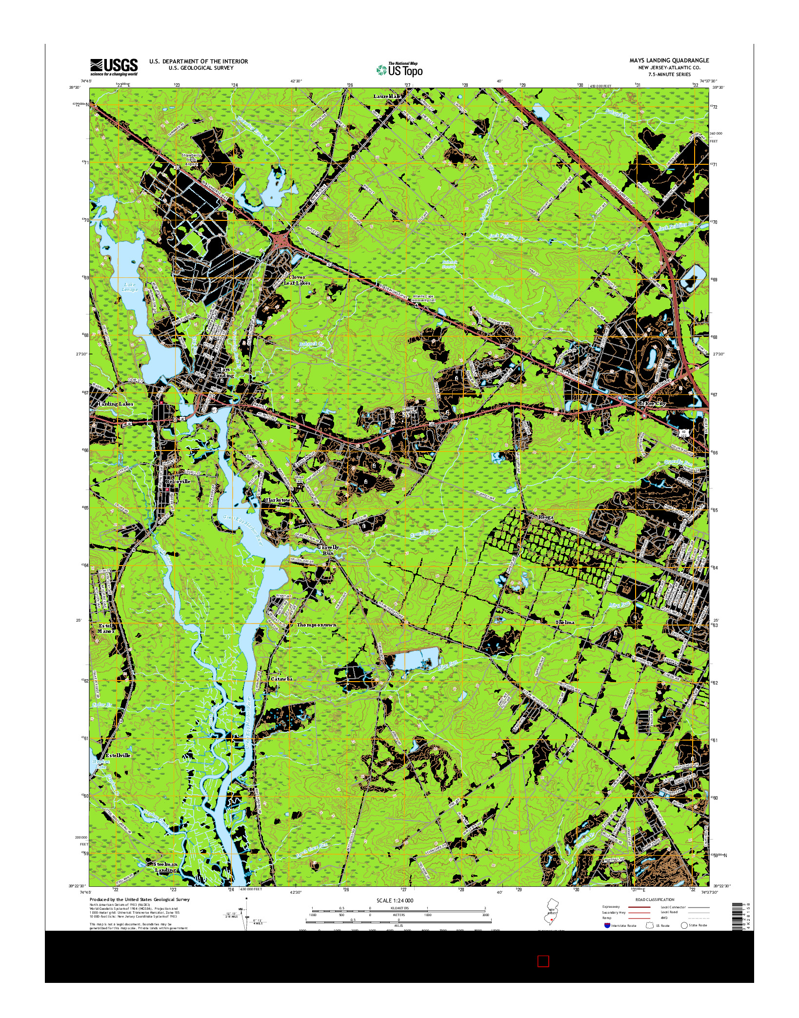 USGS US TOPO 7.5-MINUTE MAP FOR MAYS LANDING, NJ 2016