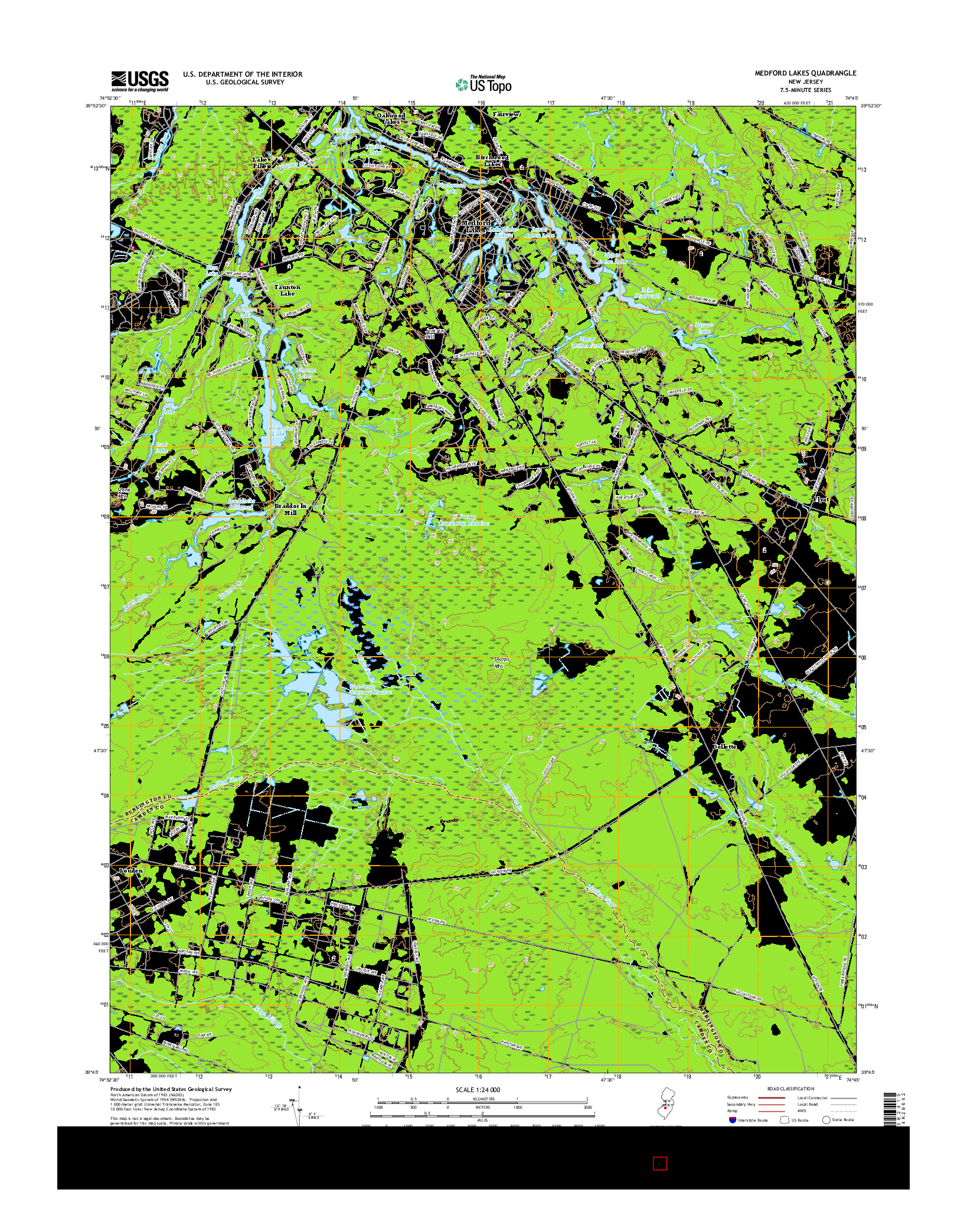 USGS US TOPO 7.5-MINUTE MAP FOR MEDFORD LAKES, NJ 2016