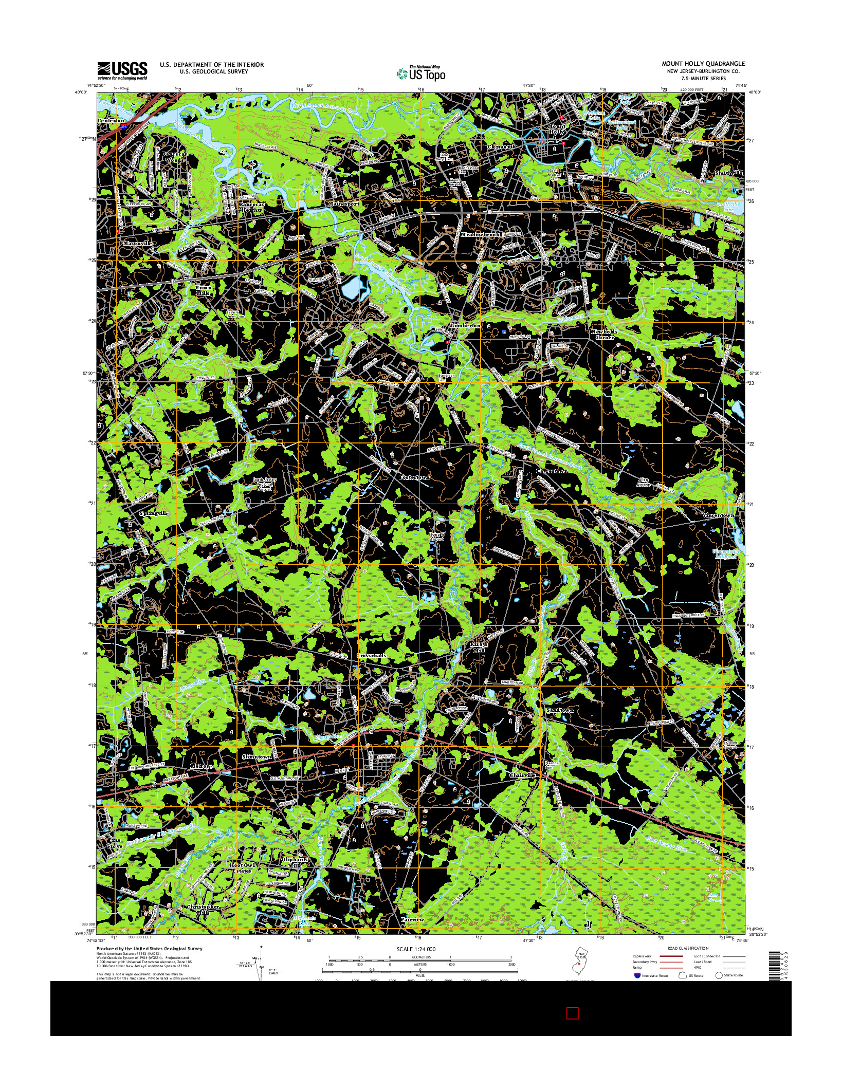 USGS US TOPO 7.5-MINUTE MAP FOR MOUNT HOLLY, NJ 2016
