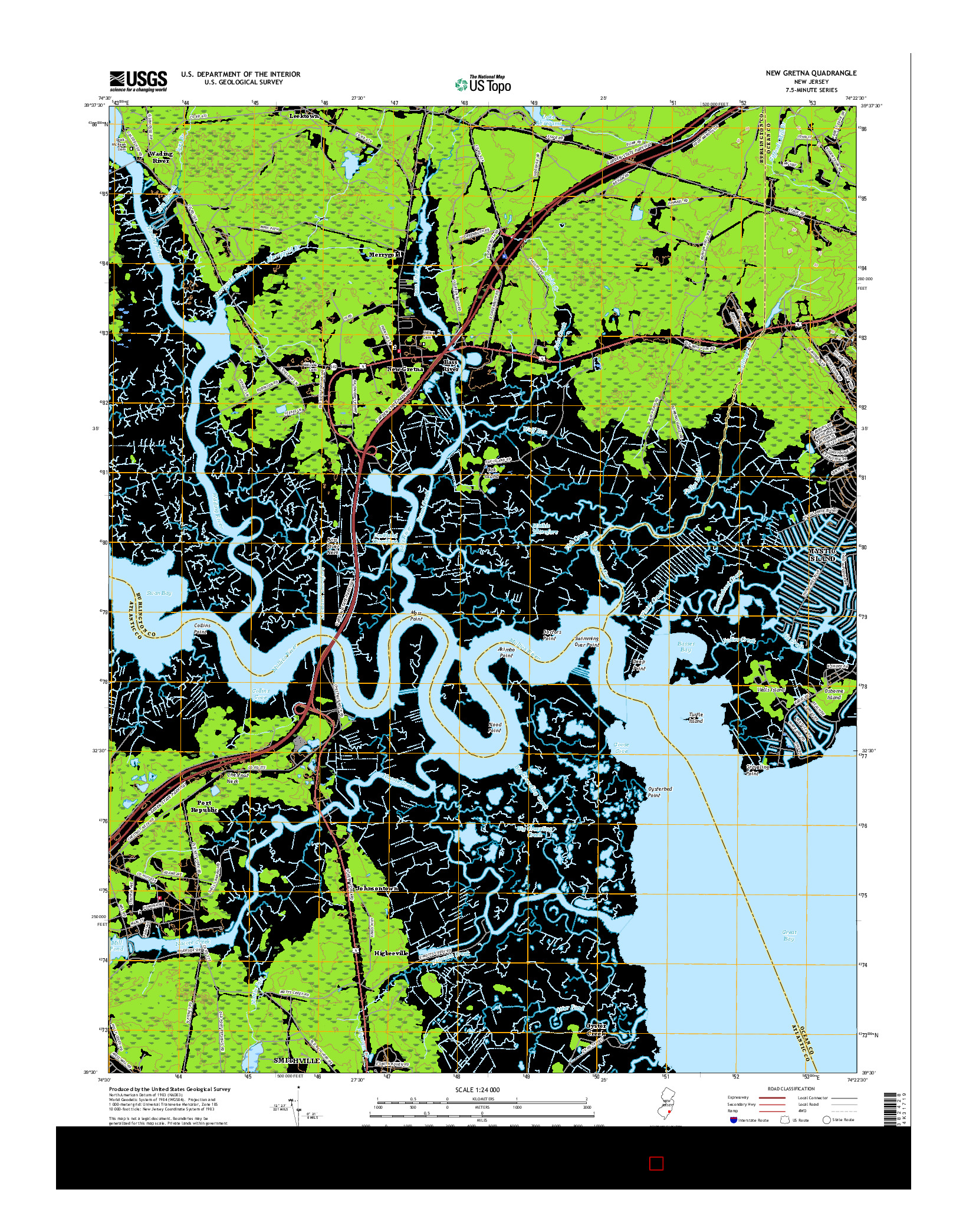 USGS US TOPO 7.5-MINUTE MAP FOR NEW GRETNA, NJ 2016