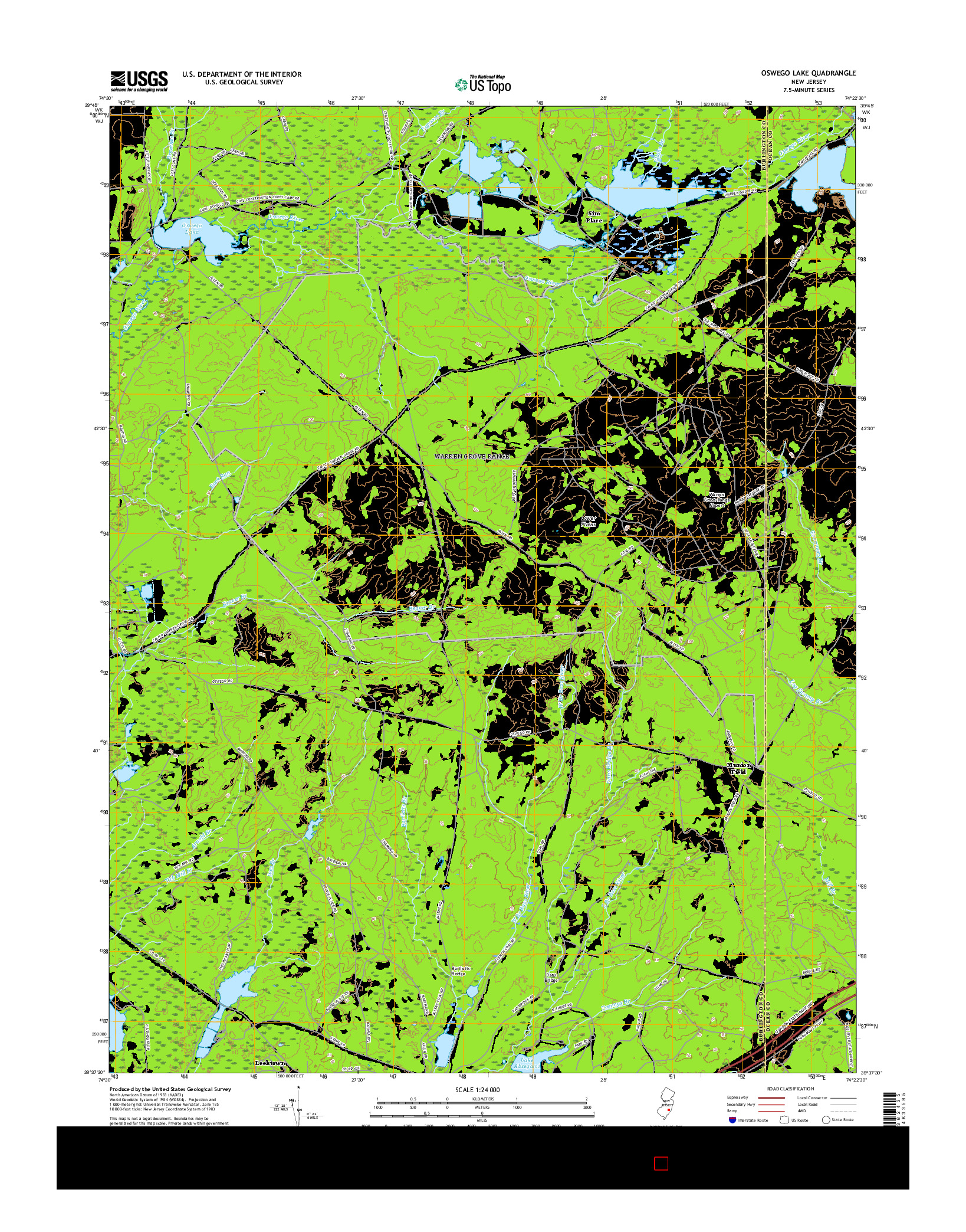 USGS US TOPO 7.5-MINUTE MAP FOR OSWEGO LAKE, NJ 2016