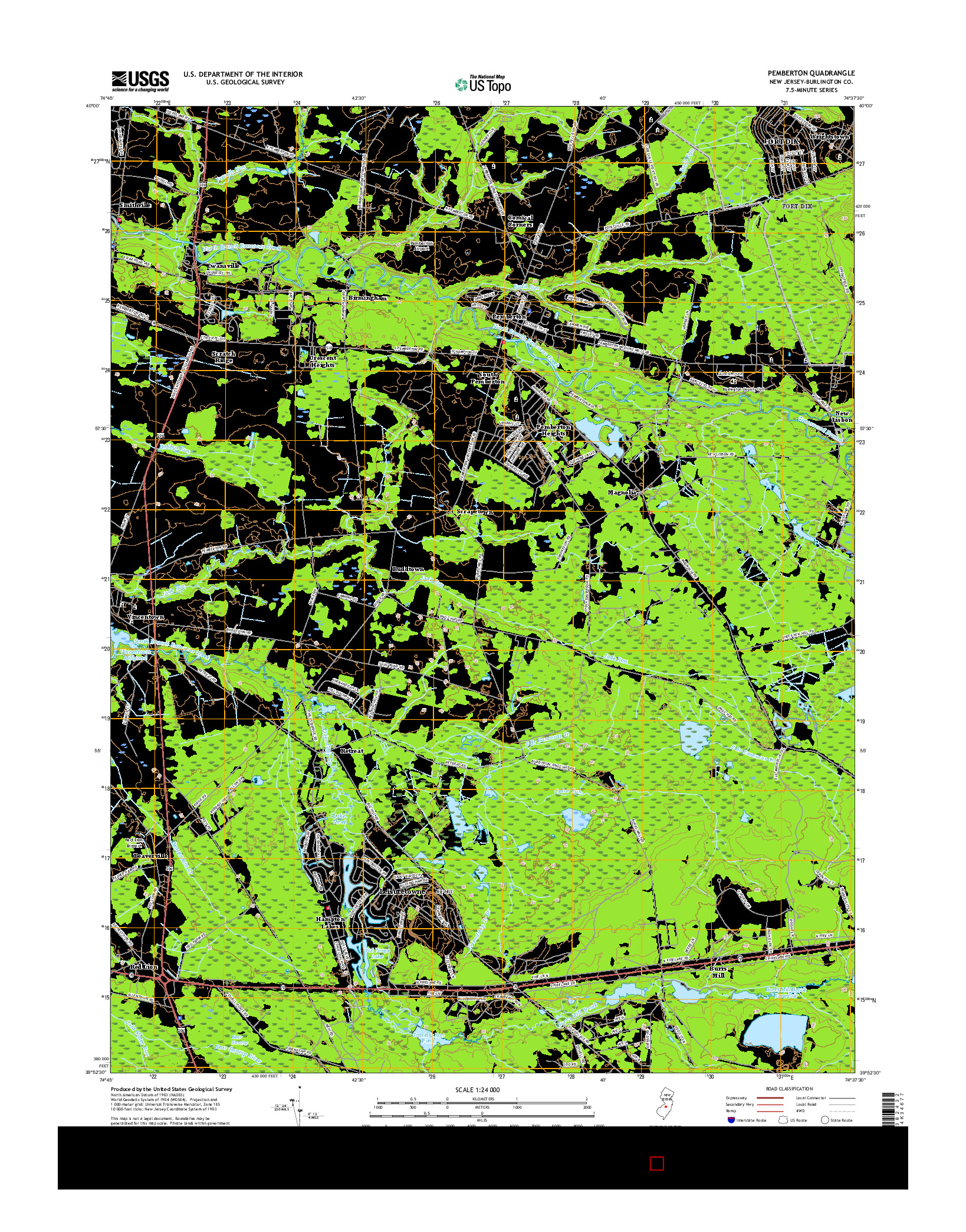 USGS US TOPO 7.5-MINUTE MAP FOR PEMBERTON, NJ 2016