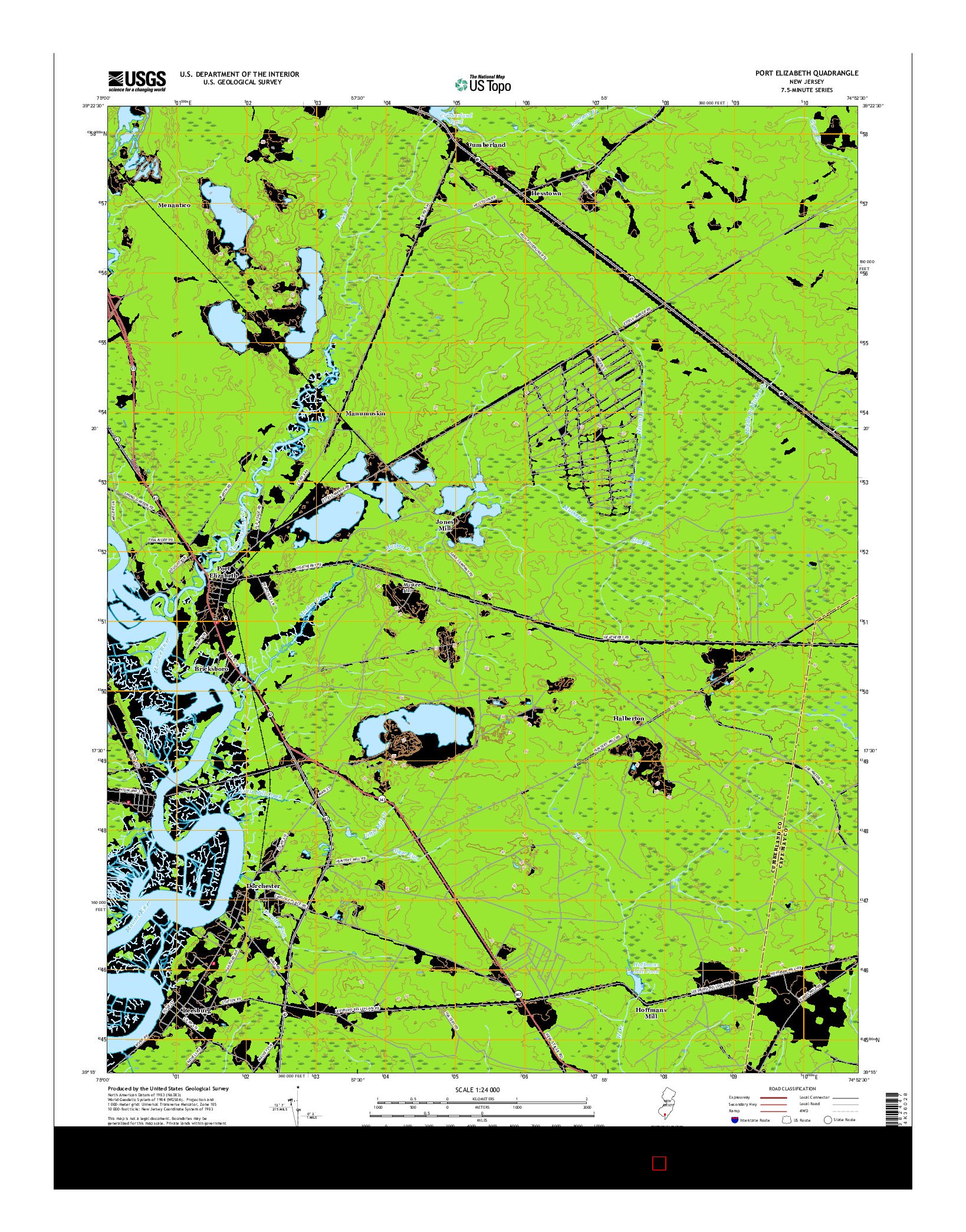 USGS US TOPO 7.5-MINUTE MAP FOR PORT ELIZABETH, NJ 2016