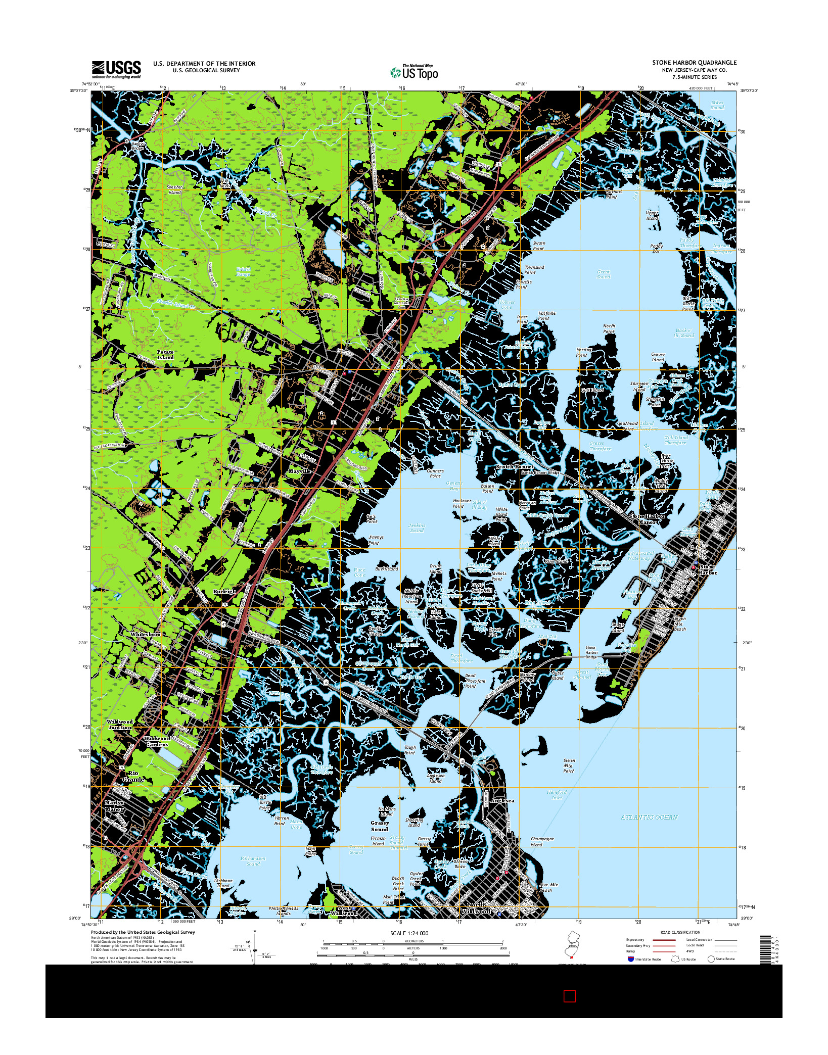 USGS US TOPO 7.5-MINUTE MAP FOR STONE HARBOR, NJ 2016