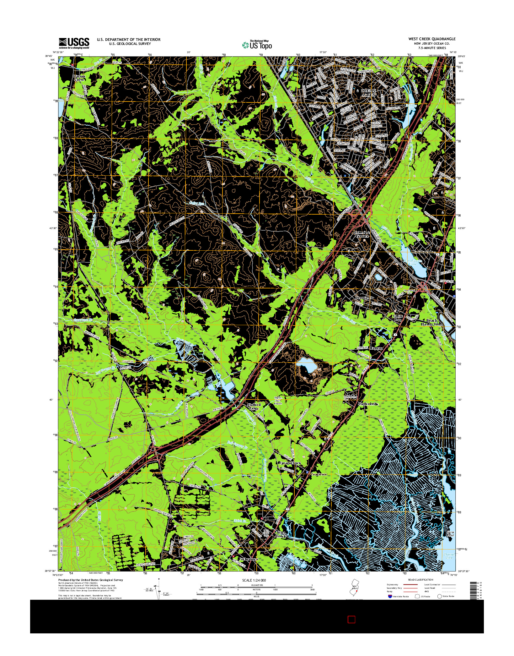 USGS US TOPO 7.5-MINUTE MAP FOR WEST CREEK, NJ 2016