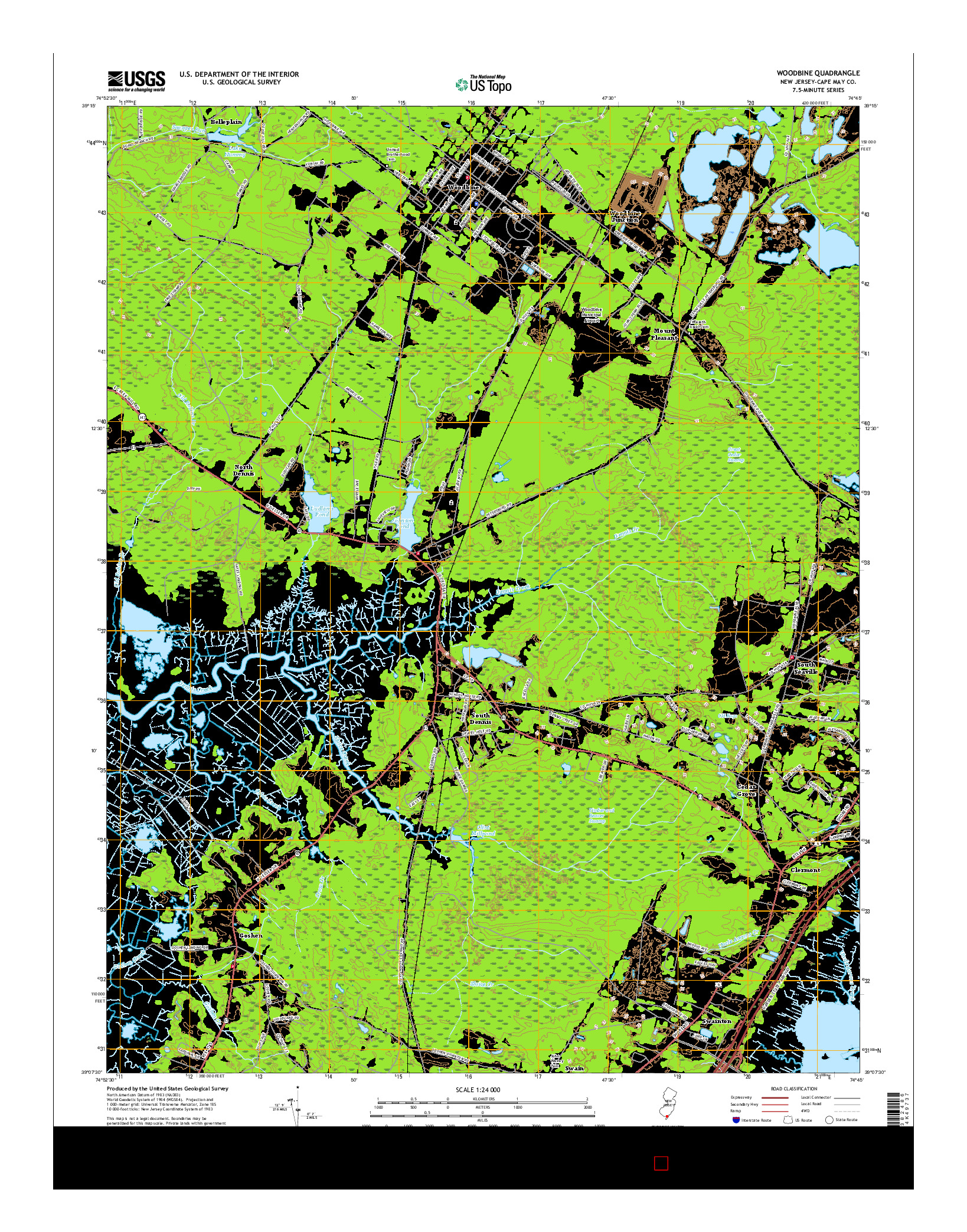 USGS US TOPO 7.5-MINUTE MAP FOR WOODBINE, NJ 2016