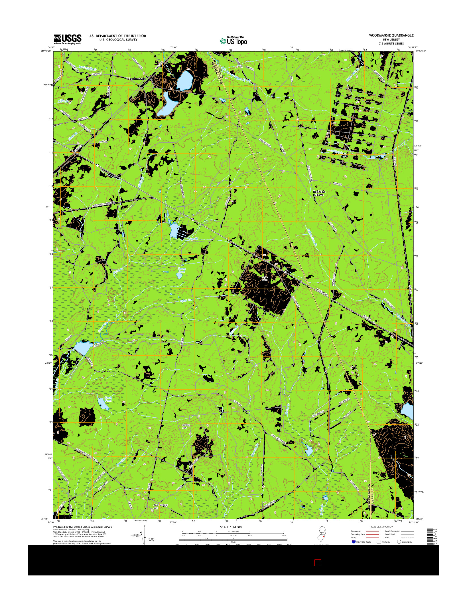 USGS US TOPO 7.5-MINUTE MAP FOR WOODMANSIE, NJ 2016