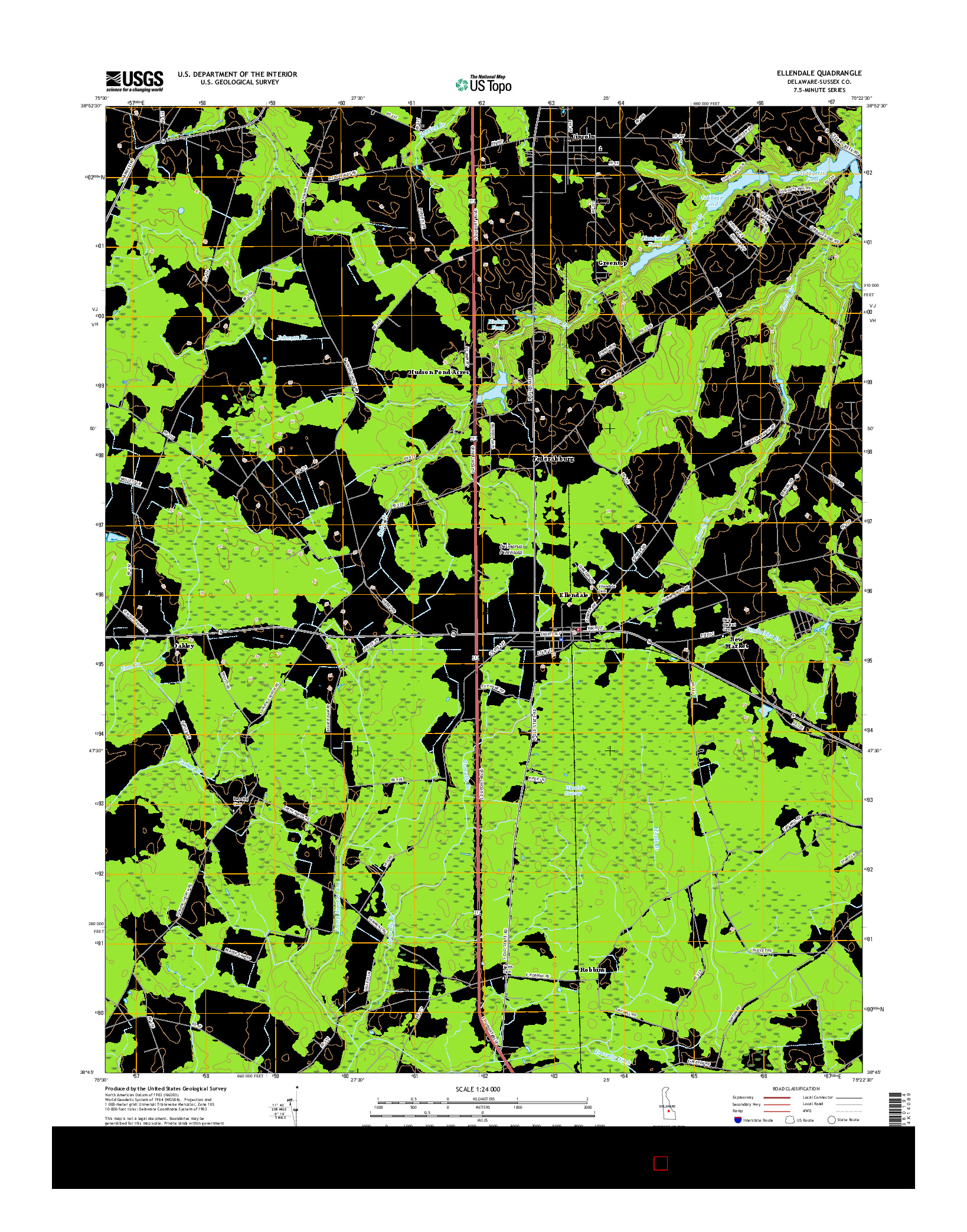 USGS US TOPO 7.5-MINUTE MAP FOR ELLENDALE, DE 2016