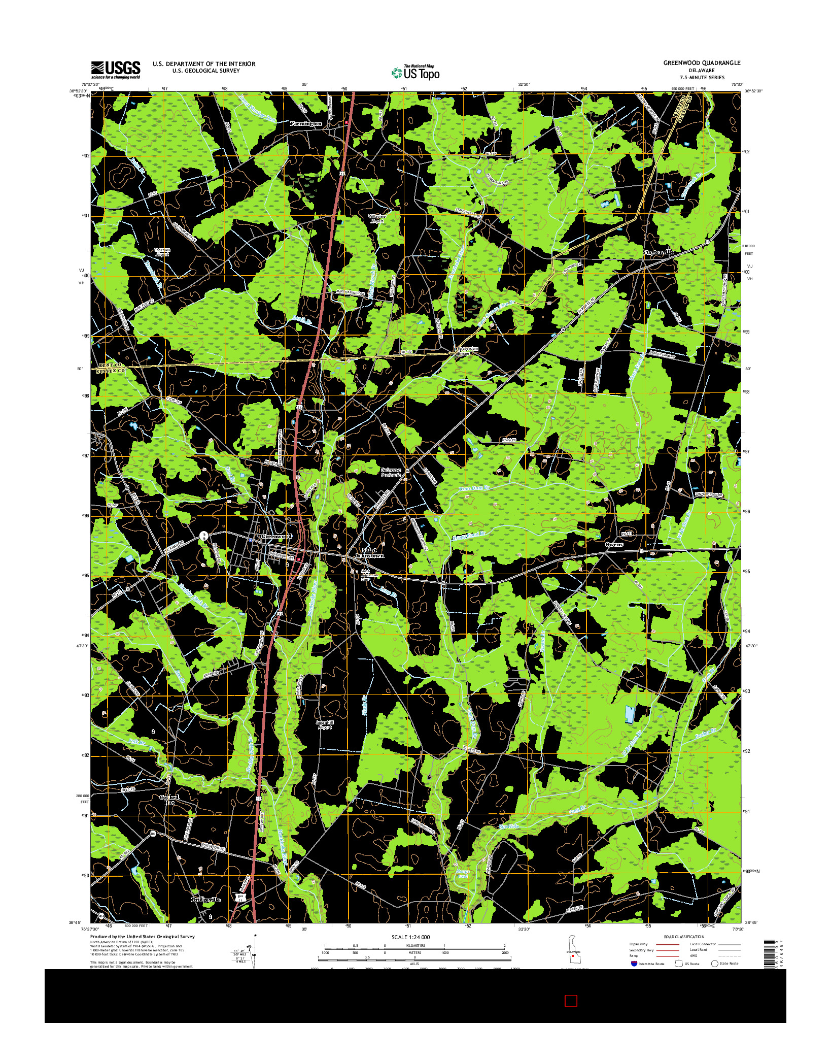 USGS US TOPO 7.5-MINUTE MAP FOR GREENWOOD, DE 2016