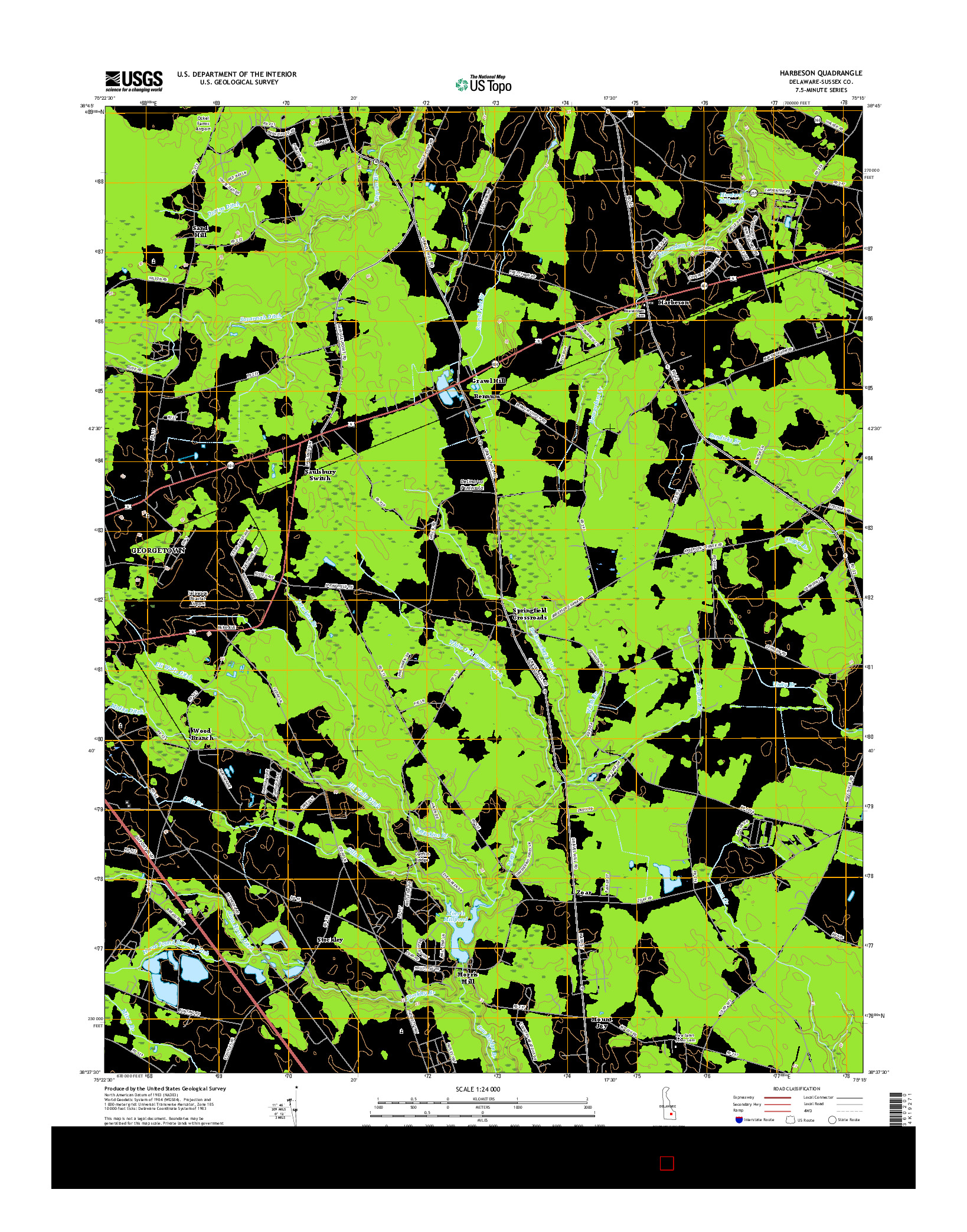 USGS US TOPO 7.5-MINUTE MAP FOR HARBESON, DE 2016