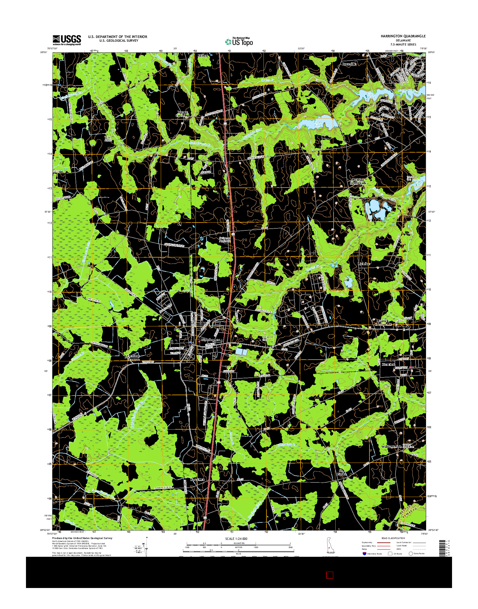 USGS US TOPO 7.5-MINUTE MAP FOR HARRINGTON, DE 2016