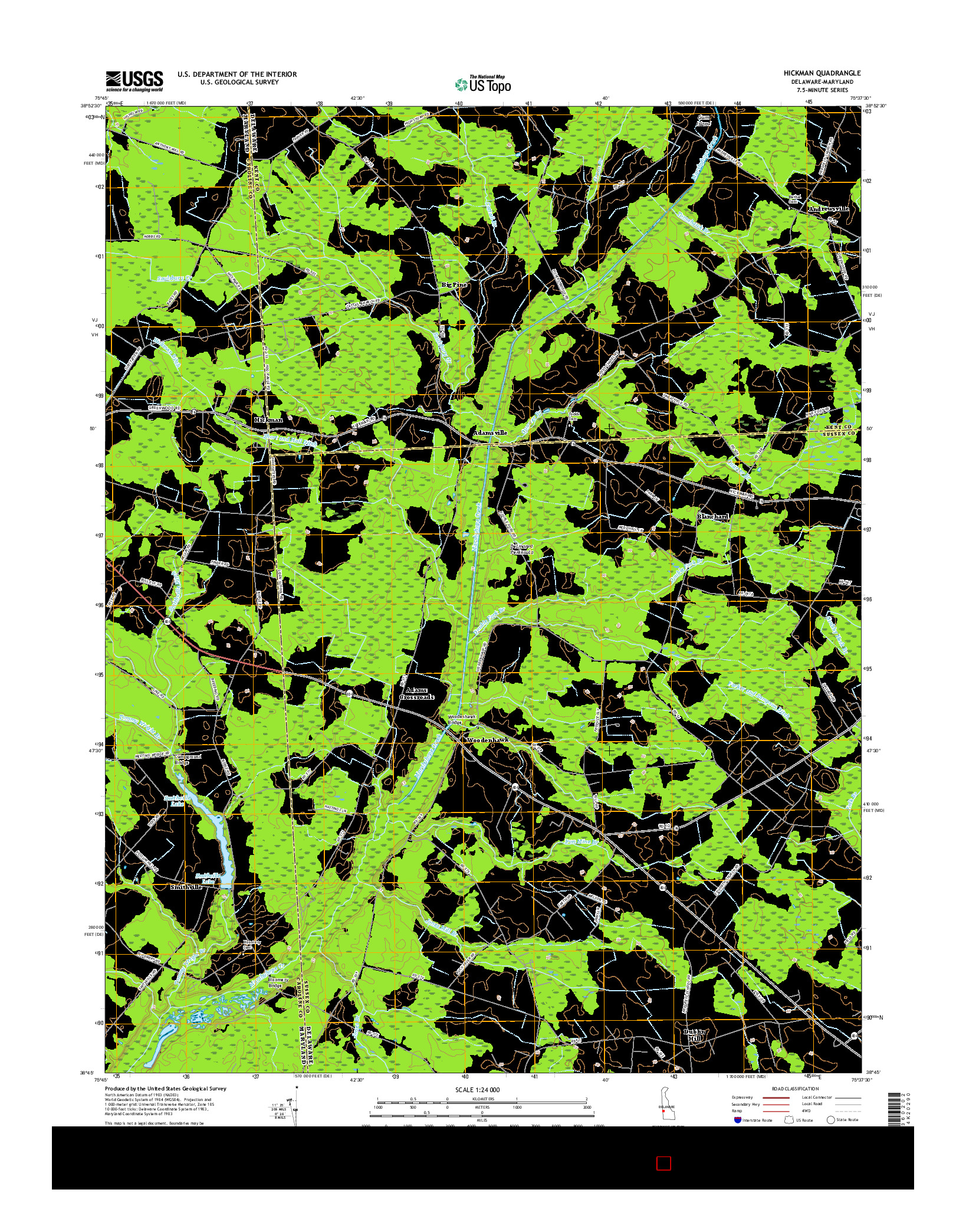 USGS US TOPO 7.5-MINUTE MAP FOR HICKMAN, DE-MD 2016