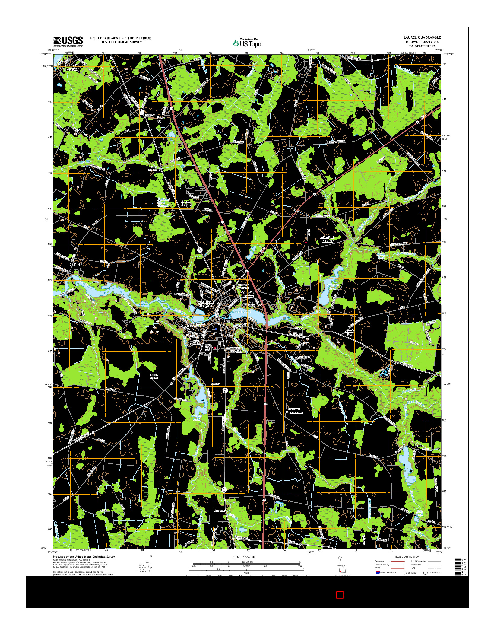 USGS US TOPO 7.5-MINUTE MAP FOR LAUREL, DE 2016