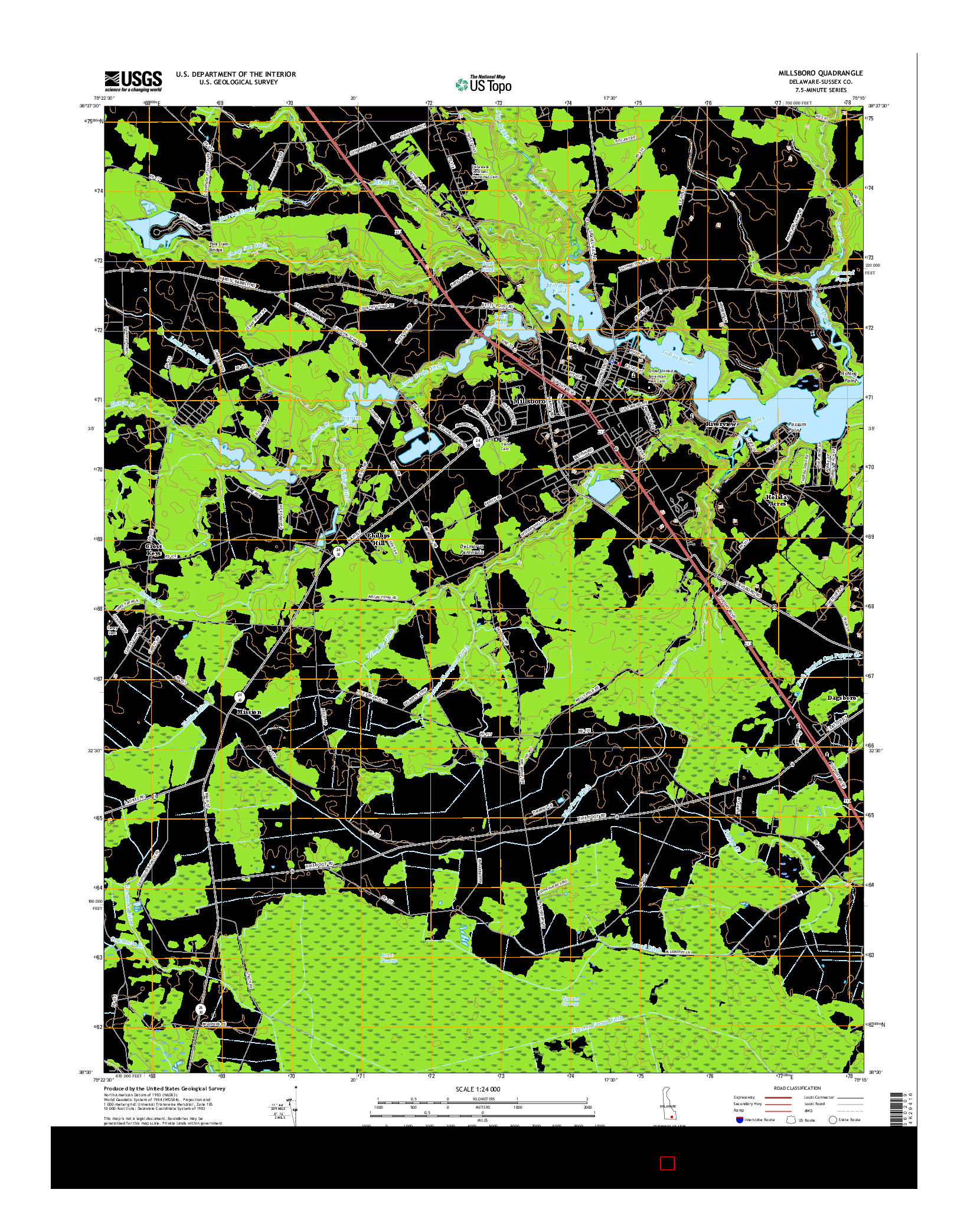 USGS US TOPO 7.5-MINUTE MAP FOR MILLSBORO, DE 2016