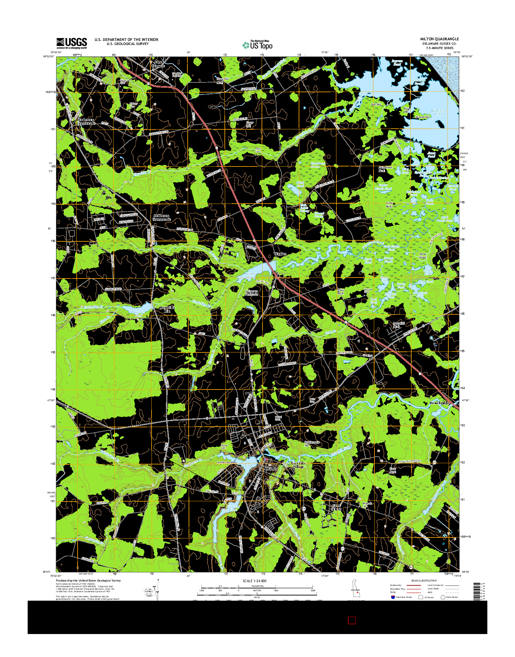 USGS US TOPO 7.5-MINUTE MAP FOR MILTON, DE 2016