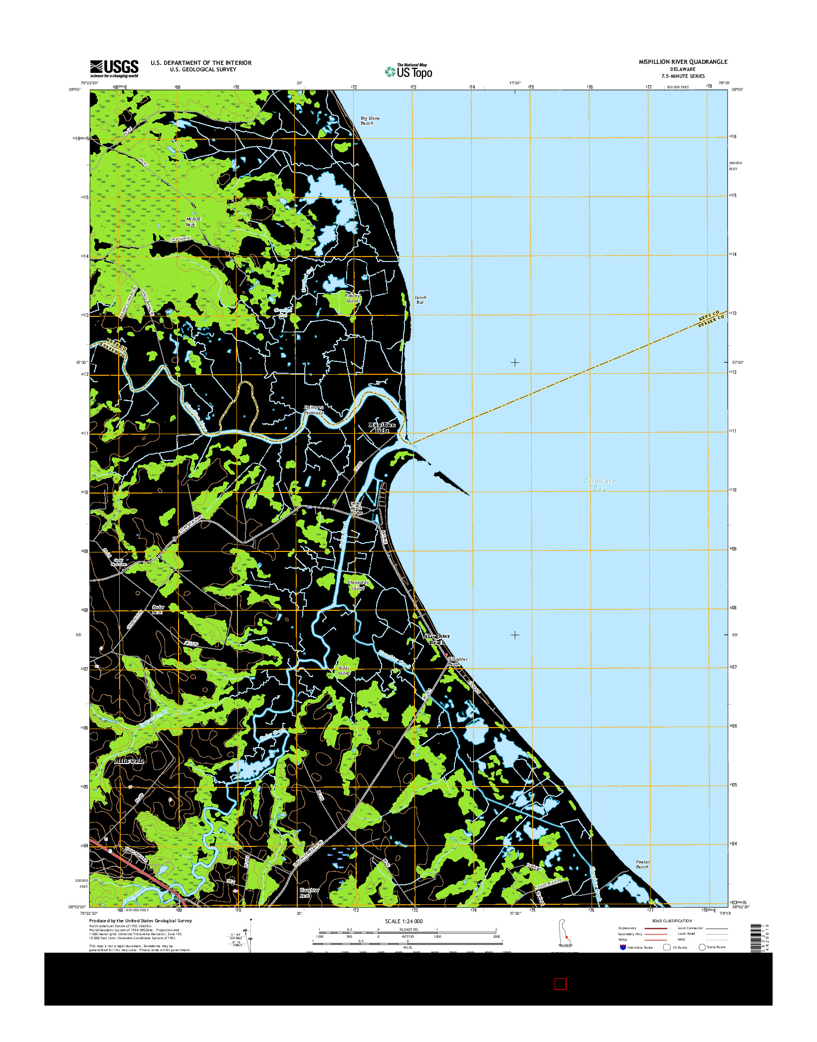 USGS US TOPO 7.5-MINUTE MAP FOR MISPILLION RIVER, DE 2016