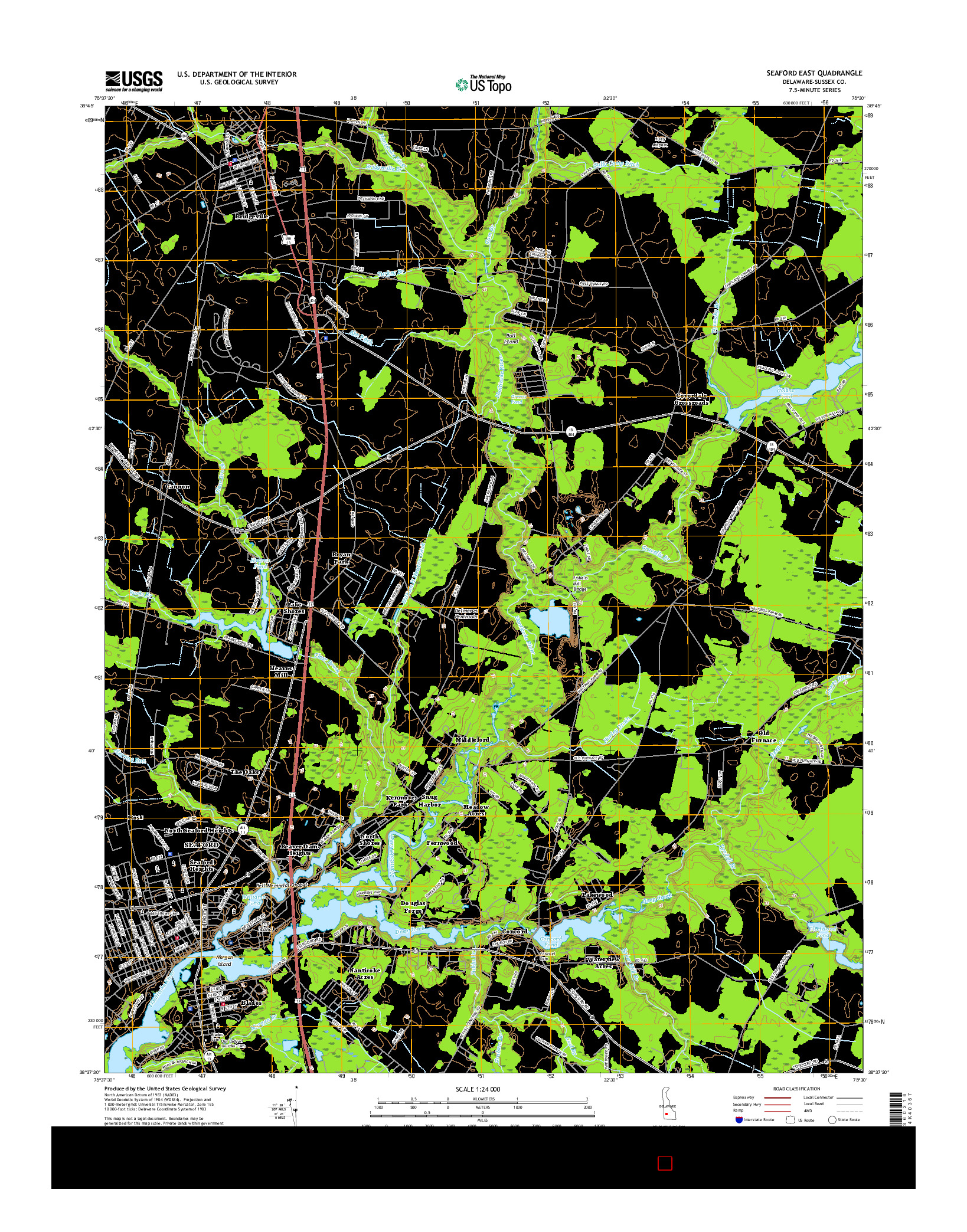 USGS US TOPO 7.5-MINUTE MAP FOR SEAFORD EAST, DE 2016