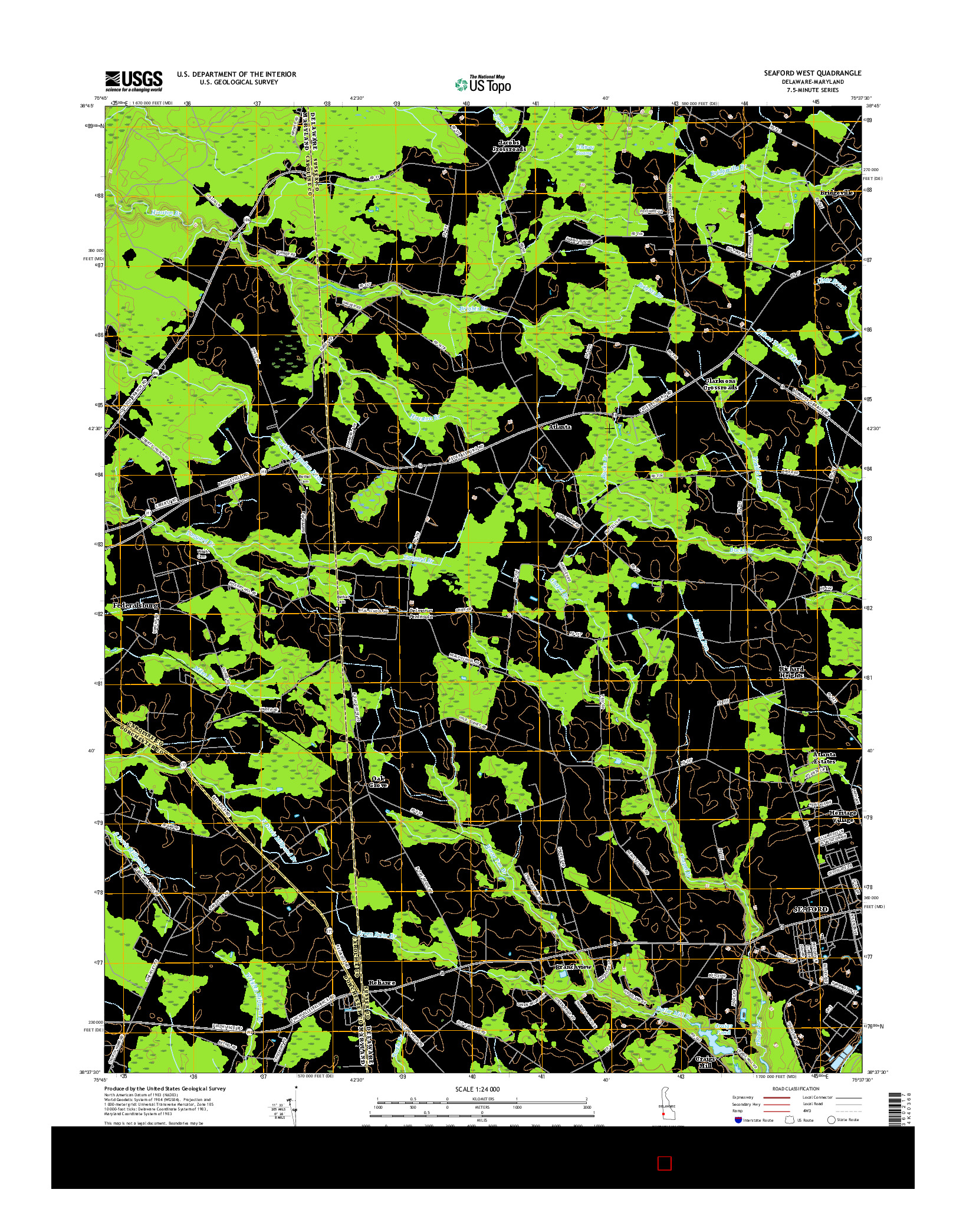 USGS US TOPO 7.5-MINUTE MAP FOR SEAFORD WEST, DE-MD 2016