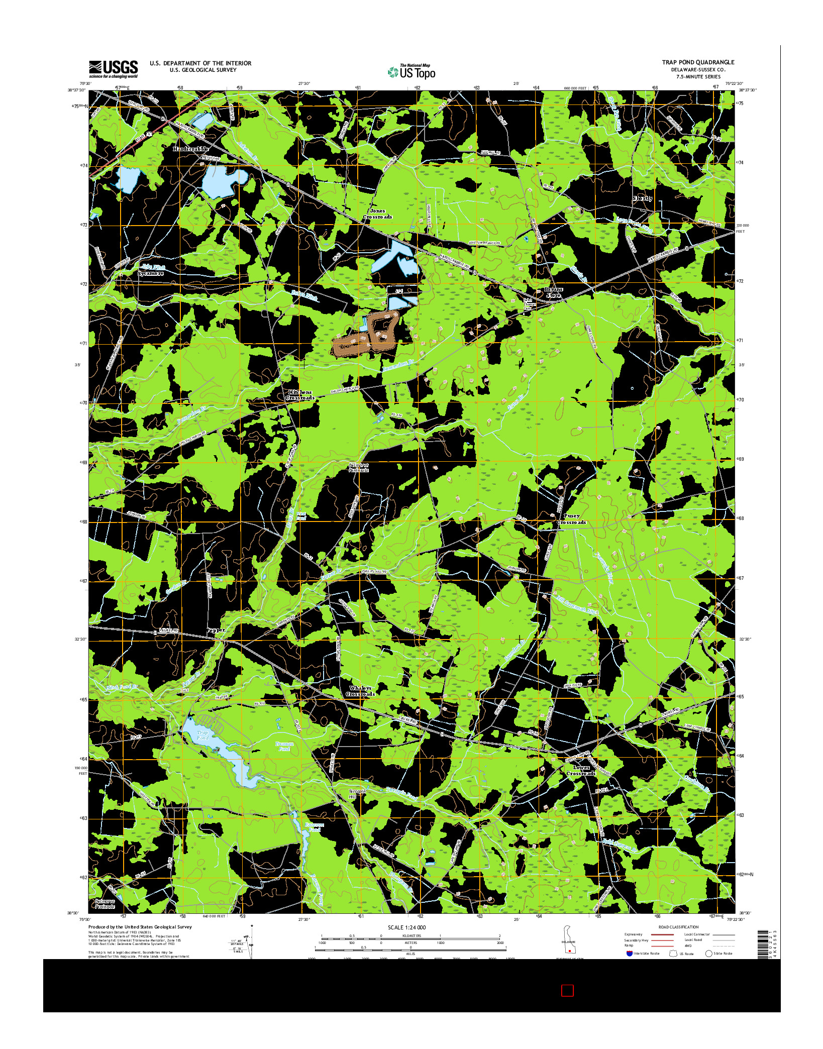 USGS US TOPO 7.5-MINUTE MAP FOR TRAP POND, DE 2016