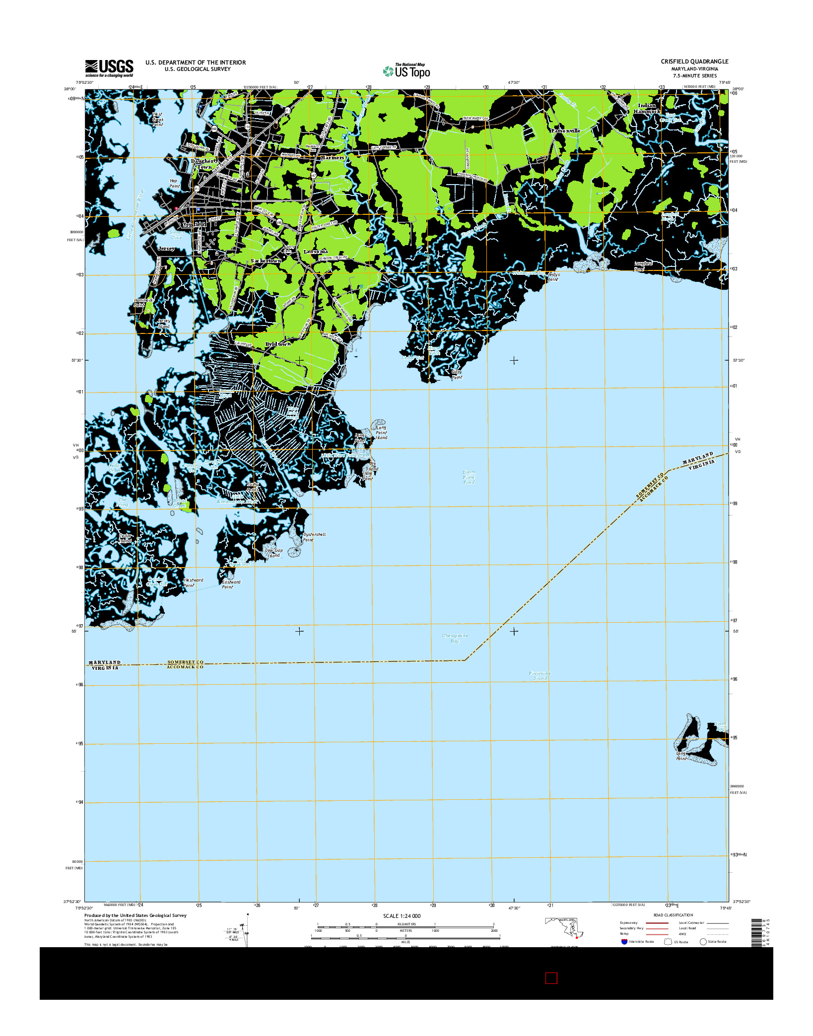 USGS US TOPO 7.5-MINUTE MAP FOR CRISFIELD, MD-VA 2016