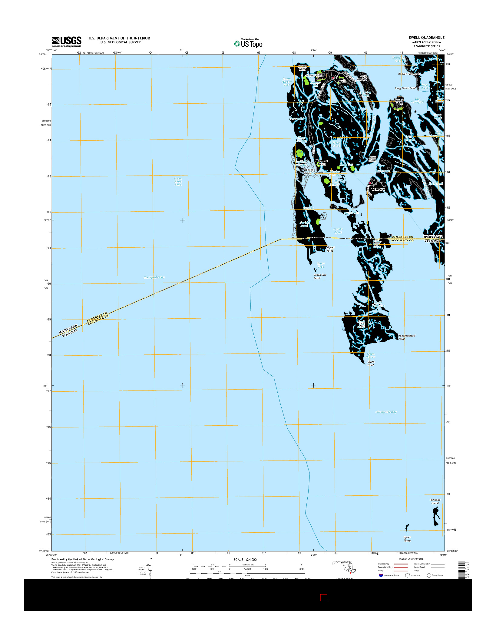 USGS US TOPO 7.5-MINUTE MAP FOR EWELL, MD-VA 2016