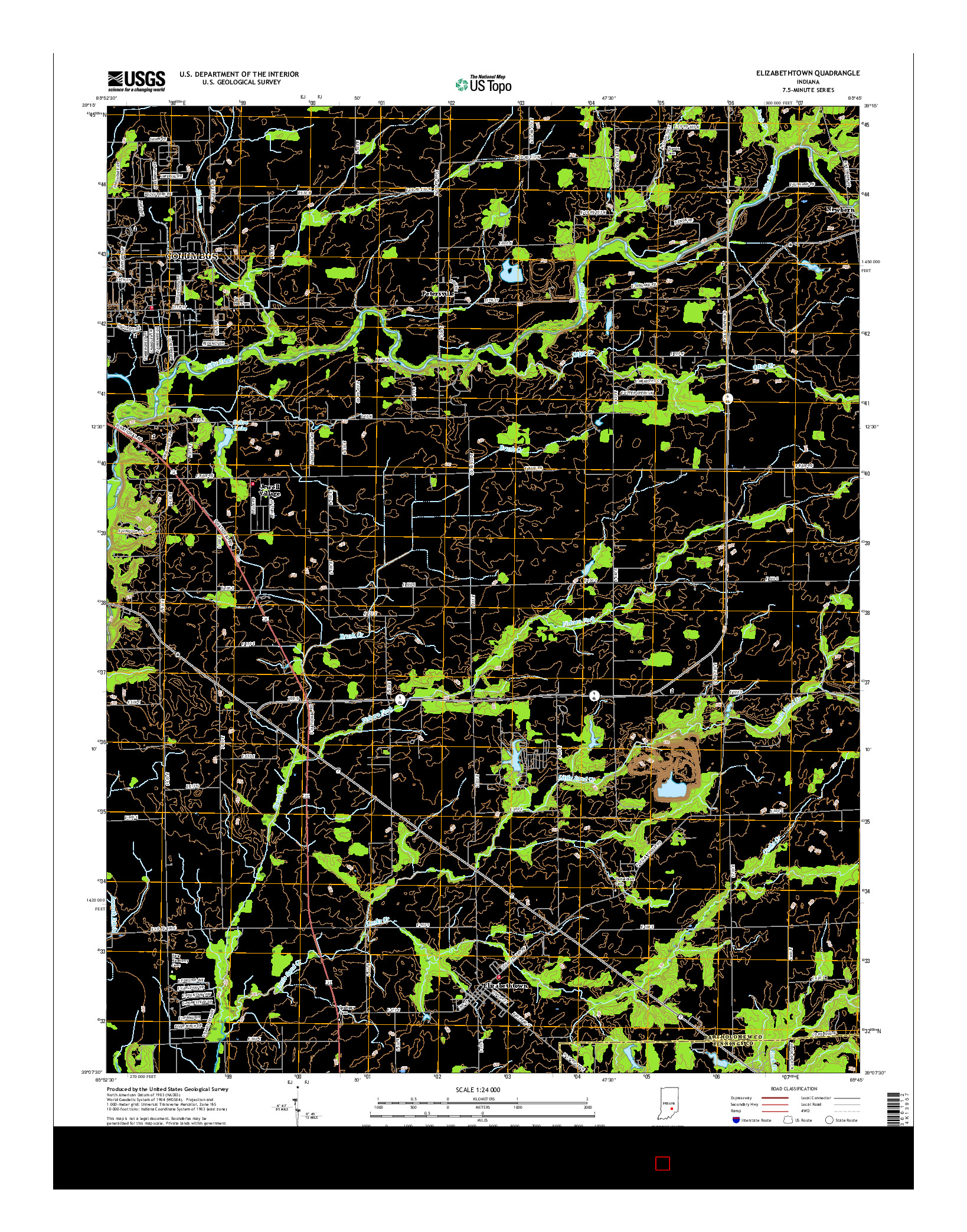 USGS US TOPO 7.5-MINUTE MAP FOR ELIZABETHTOWN, IN 2016