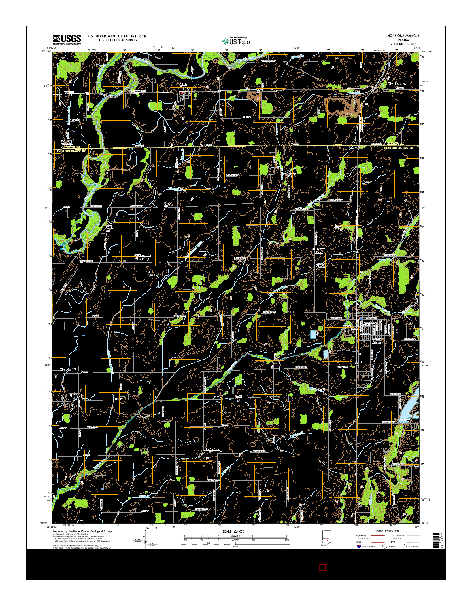 USGS US TOPO 7.5-MINUTE MAP FOR HOPE, IN 2016