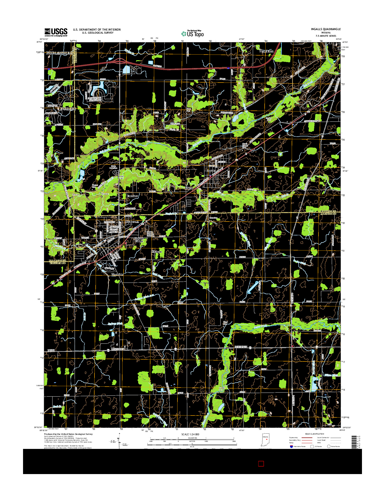 USGS US TOPO 7.5-MINUTE MAP FOR INGALLS, IN 2016